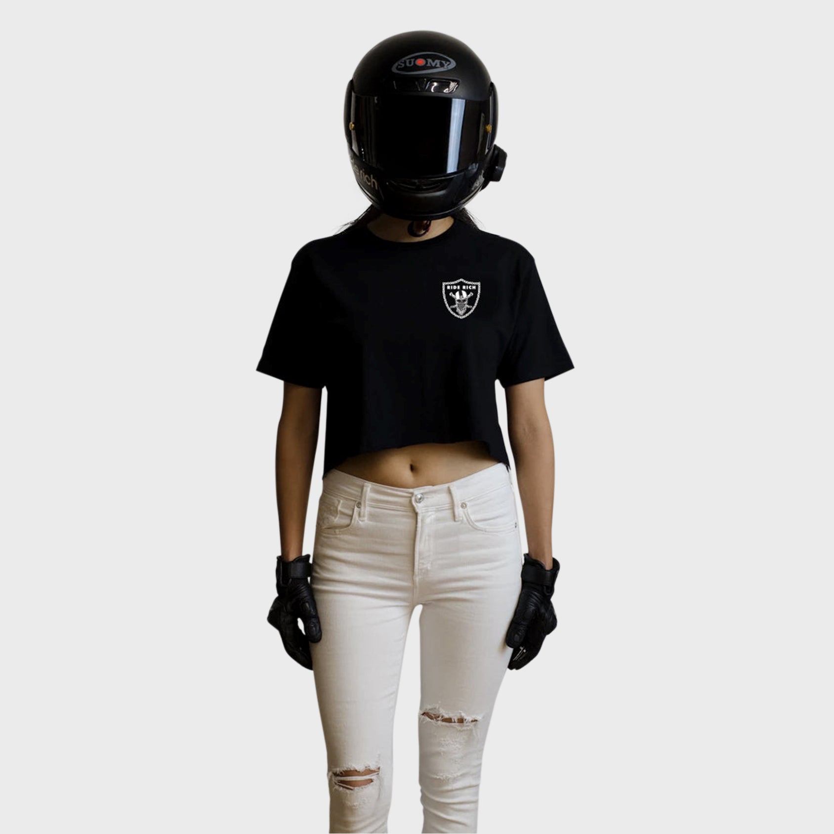 Ride Rich Crest Crop Tee {Black}