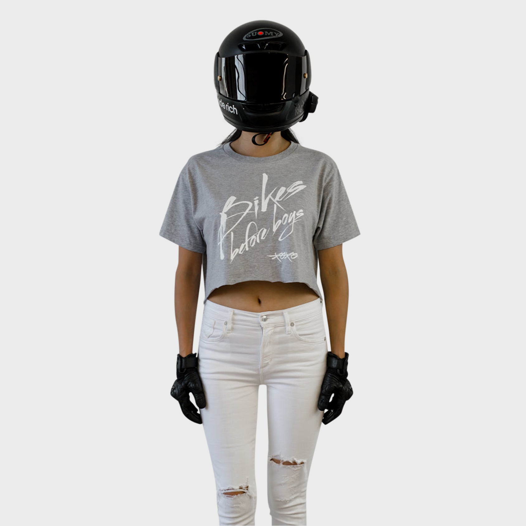 Bikes Before Boys Crop Tee {Heather Grey}