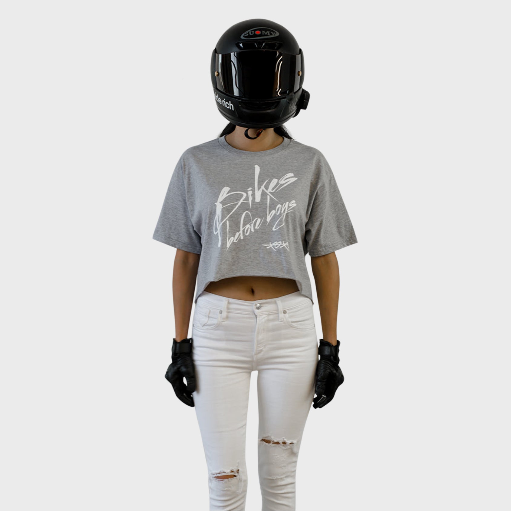 Bikes Before Boys Crop Tee {Heather Grey}