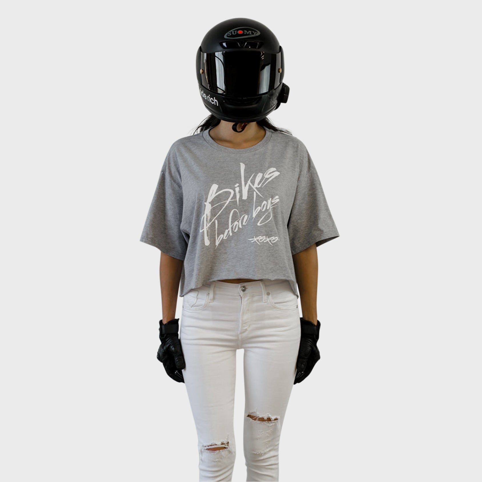 Bikes Before Boys Crop Tee {Heather Grey}