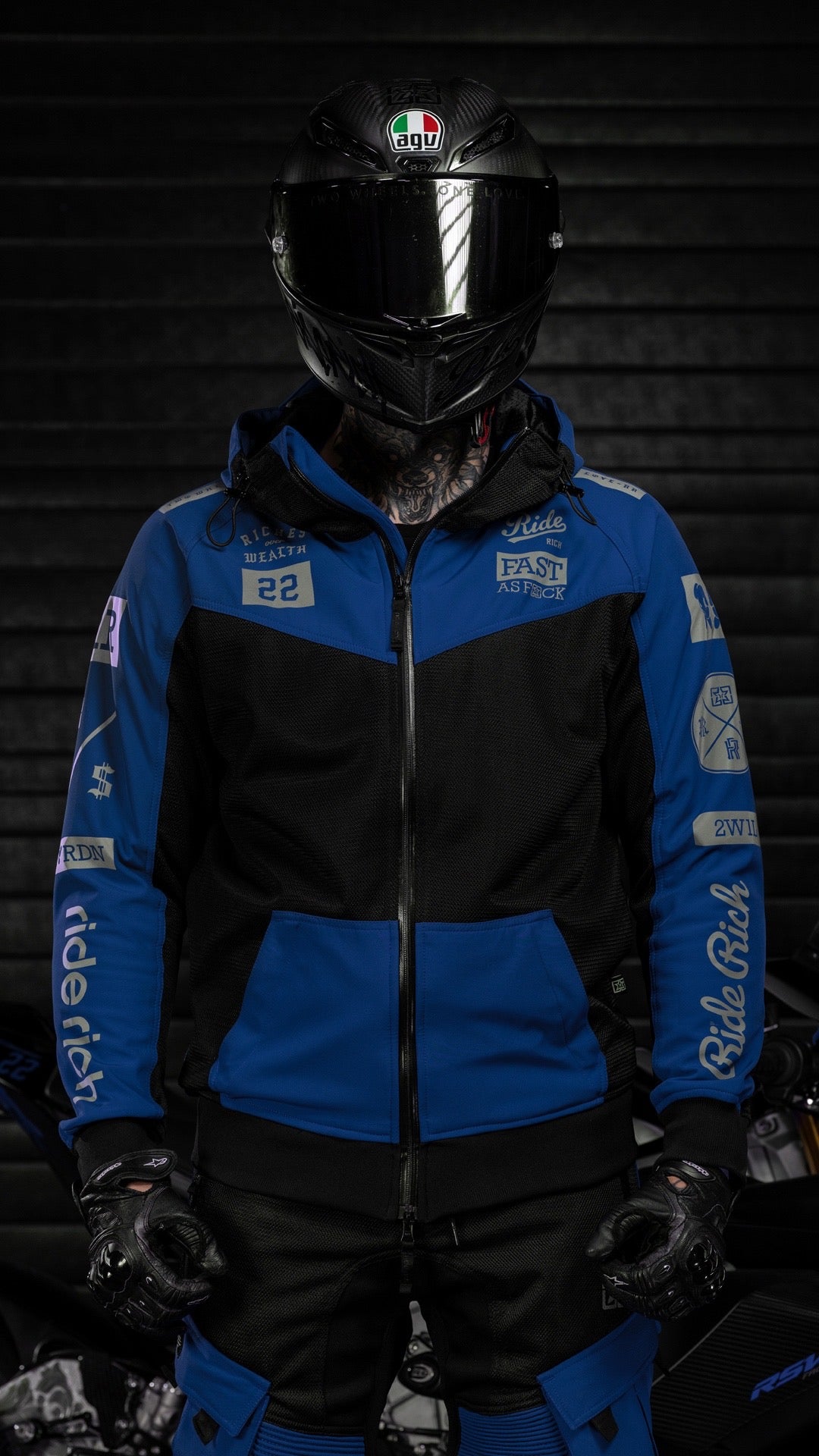 Regency™ V2.Flow™ Mesh Armoured Hooded Jacket {RR GP/Blue}