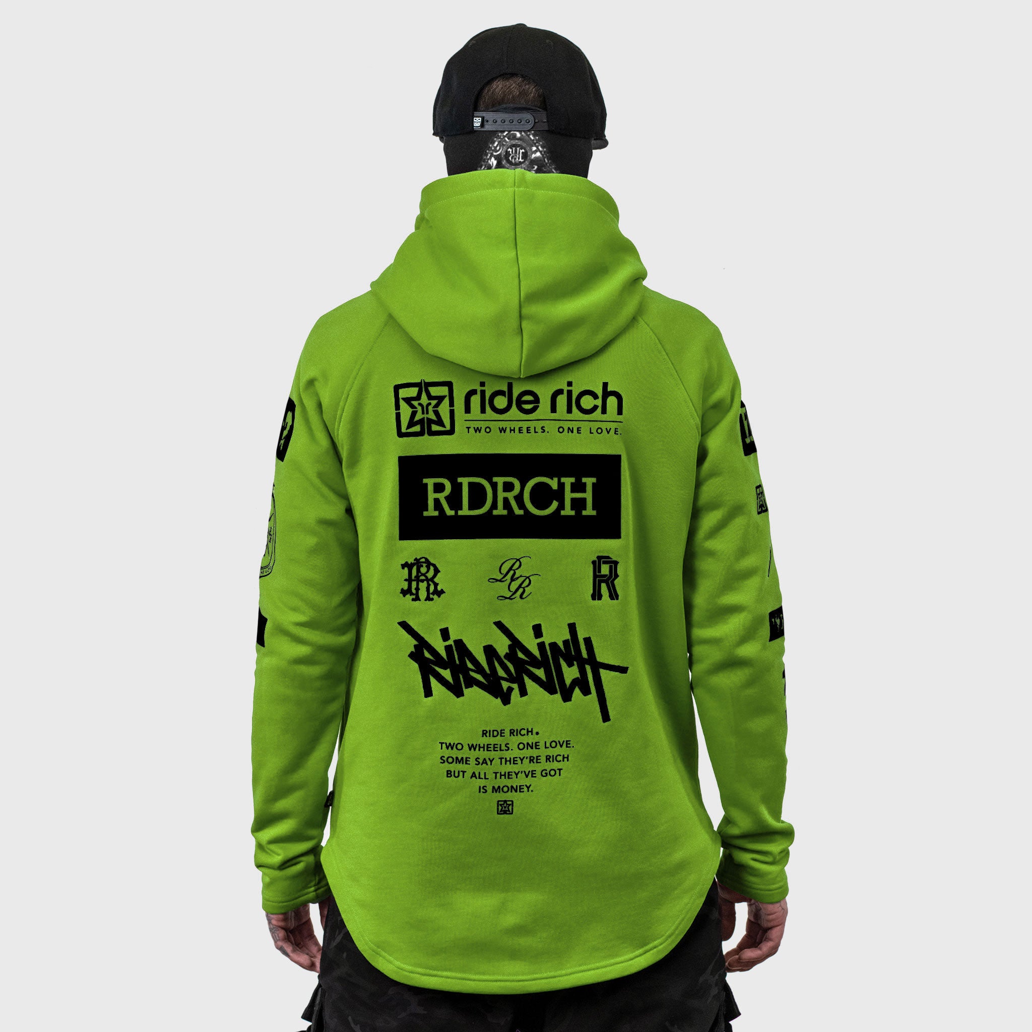RR GP Scoop Pullover Hoodie {Black on Lime Green}