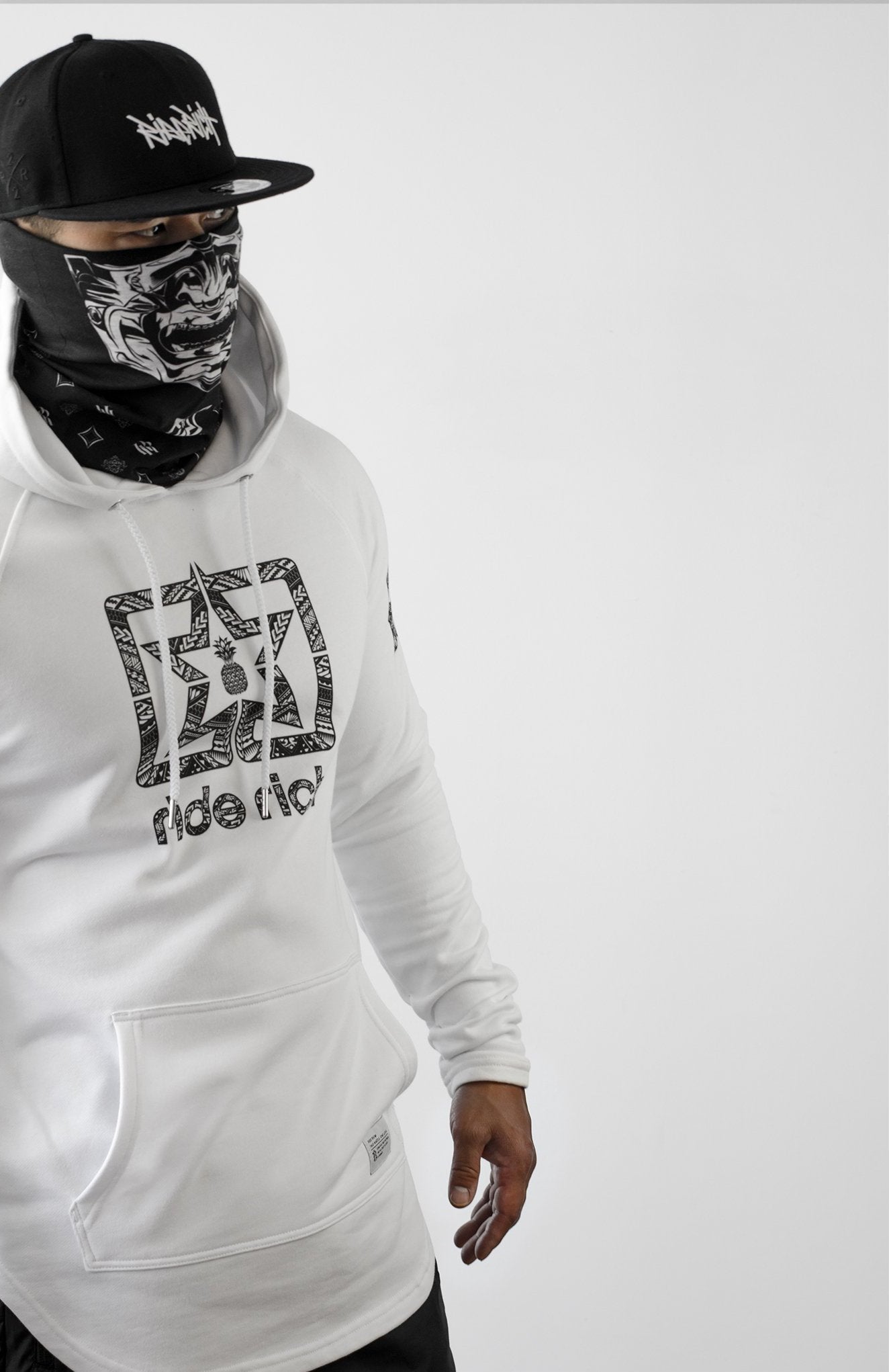 Home Grown 808 Edition Scoop Pullover Hoodie {Black on White}