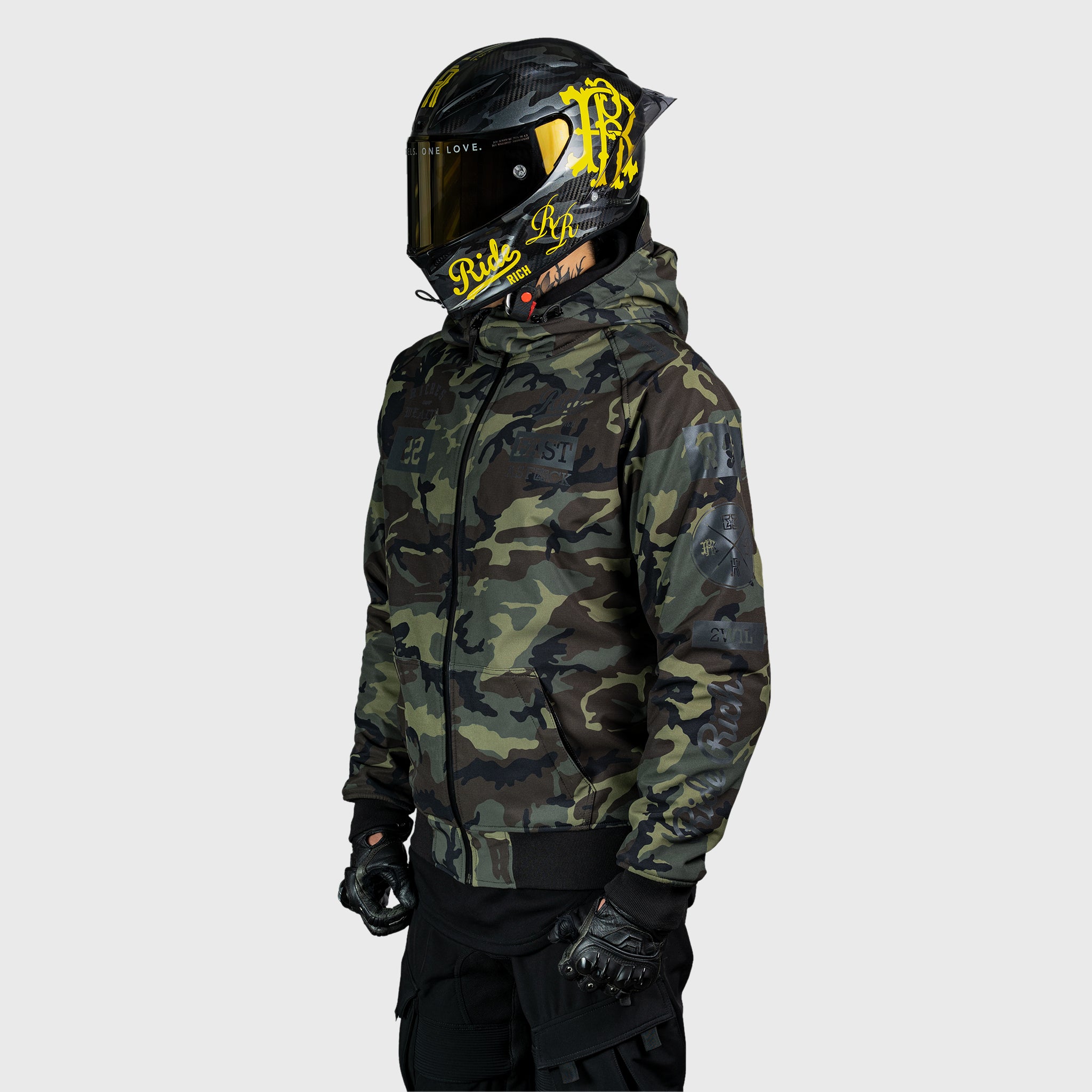 Regency™ Armoured Softshell Hooded Jacket {RR GP/Woodland Camo}