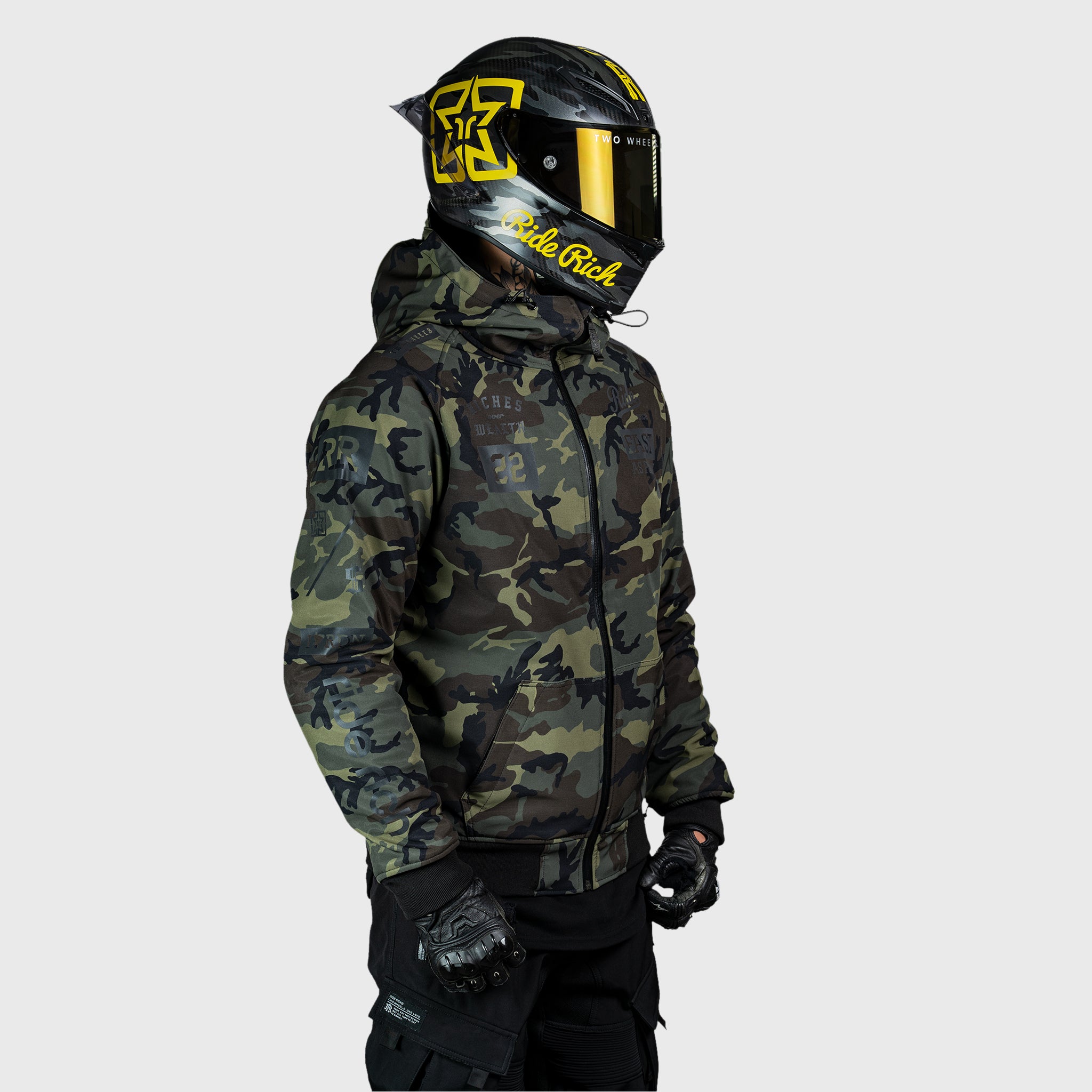 Regency™ Armoured Softshell Hooded Jacket {RR GP/Woodland Camo}