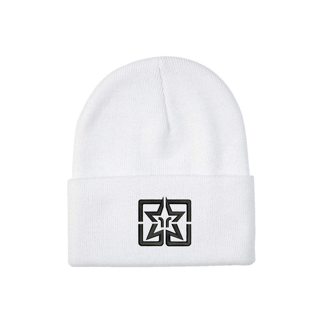 Ride Rich Emblem Knit Beanie {White}