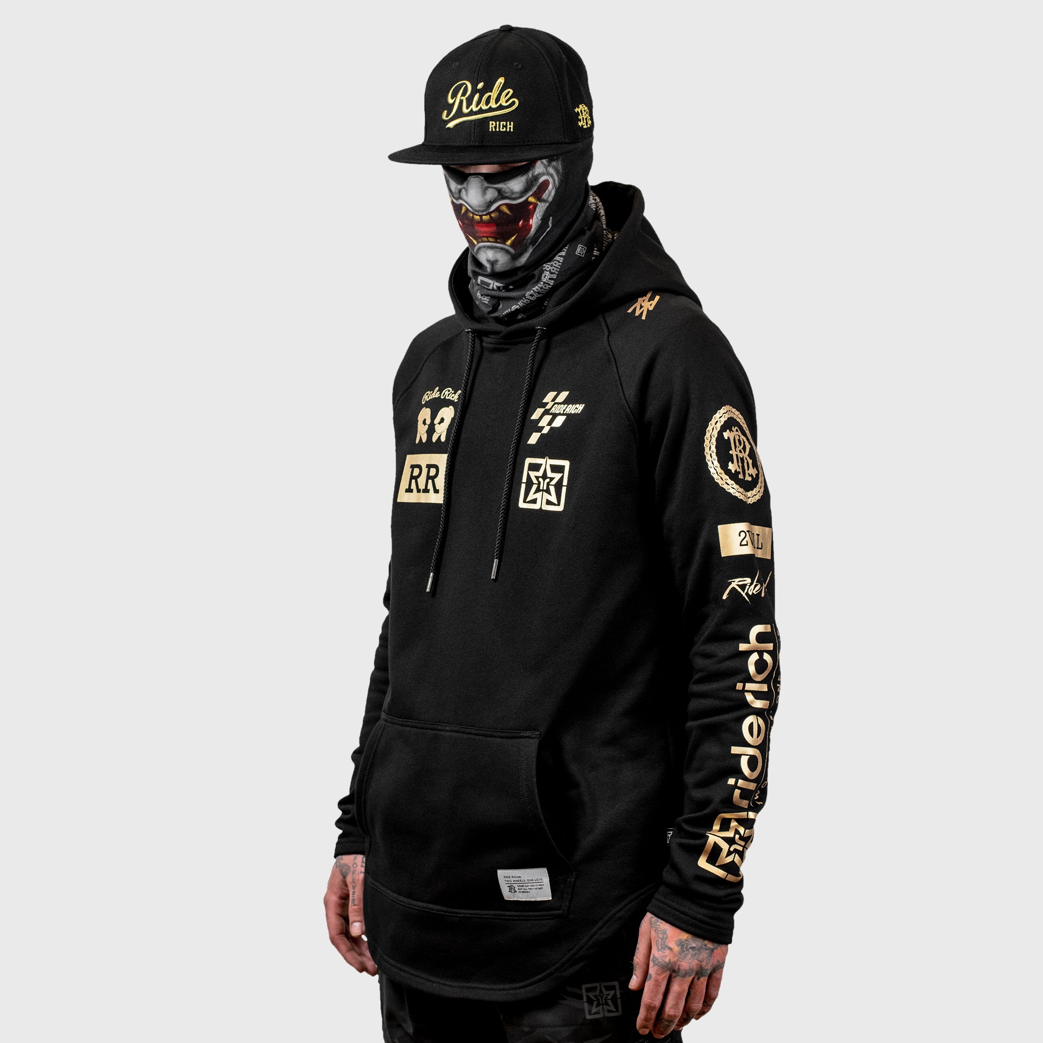 Branded V2 Scoop Pullover Hoodie {Gold on Black}