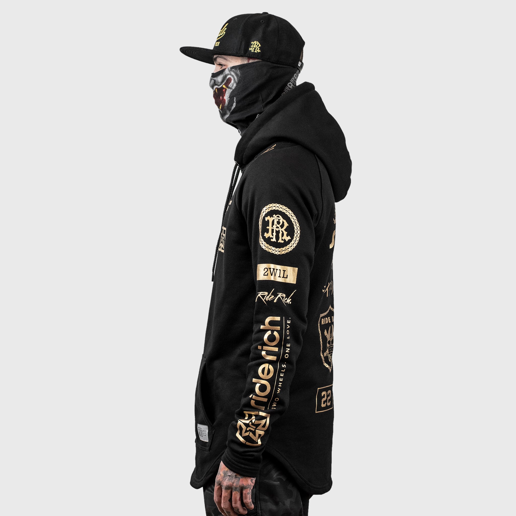 Branded V2 Scoop Pullover Hoodie {Gold on Black}