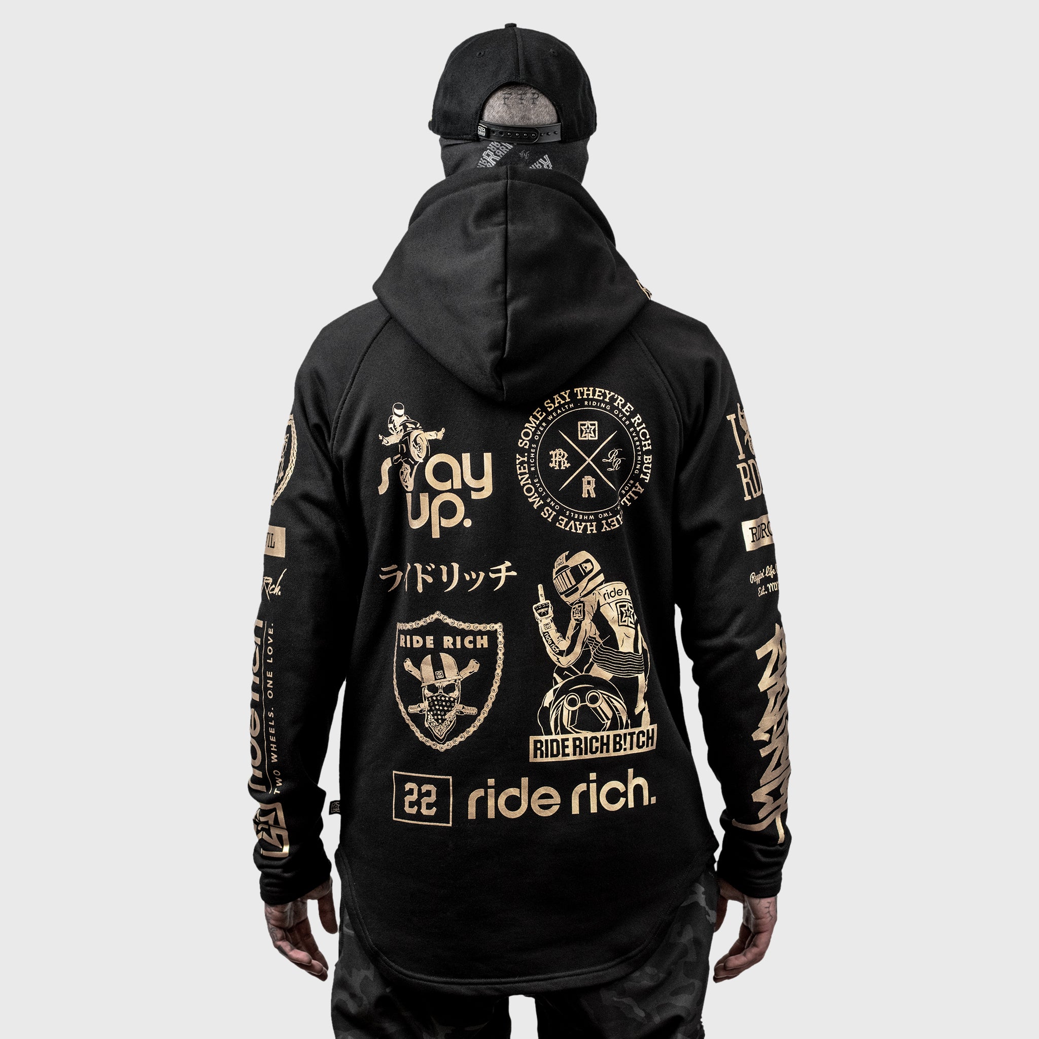 Branded V2 Scoop Pullover Hoodie {Gold on Black}