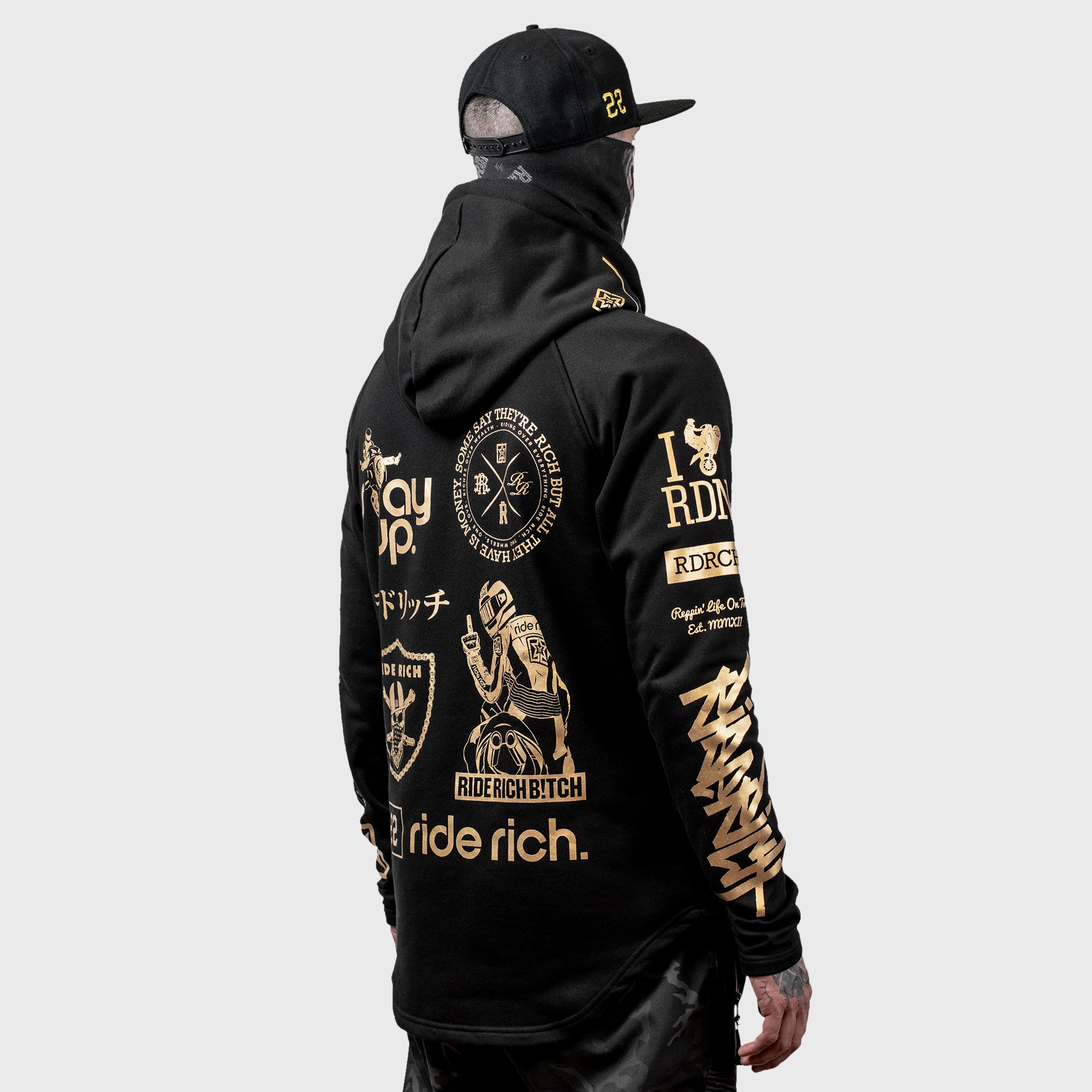 Branded V2 Scoop Pullover Hoodie {Gold on Black}