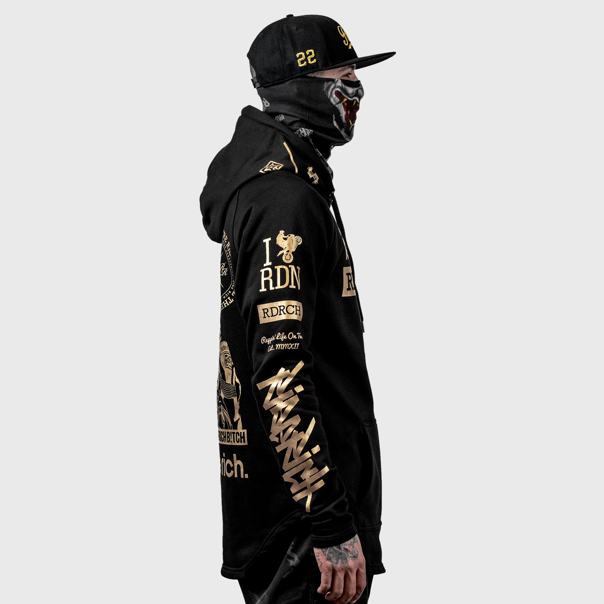 Branded V2 Scoop Pullover Hoodie {Gold on Black}