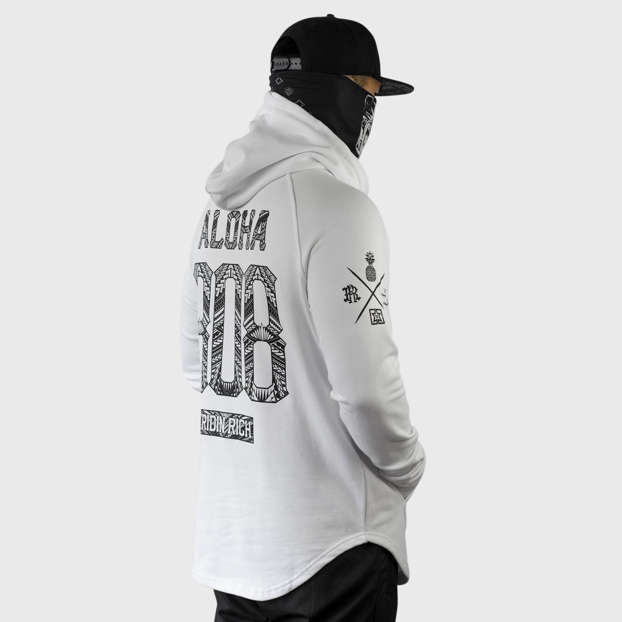 Home Grown 808 Edition Scoop Pullover Hoodie {White}