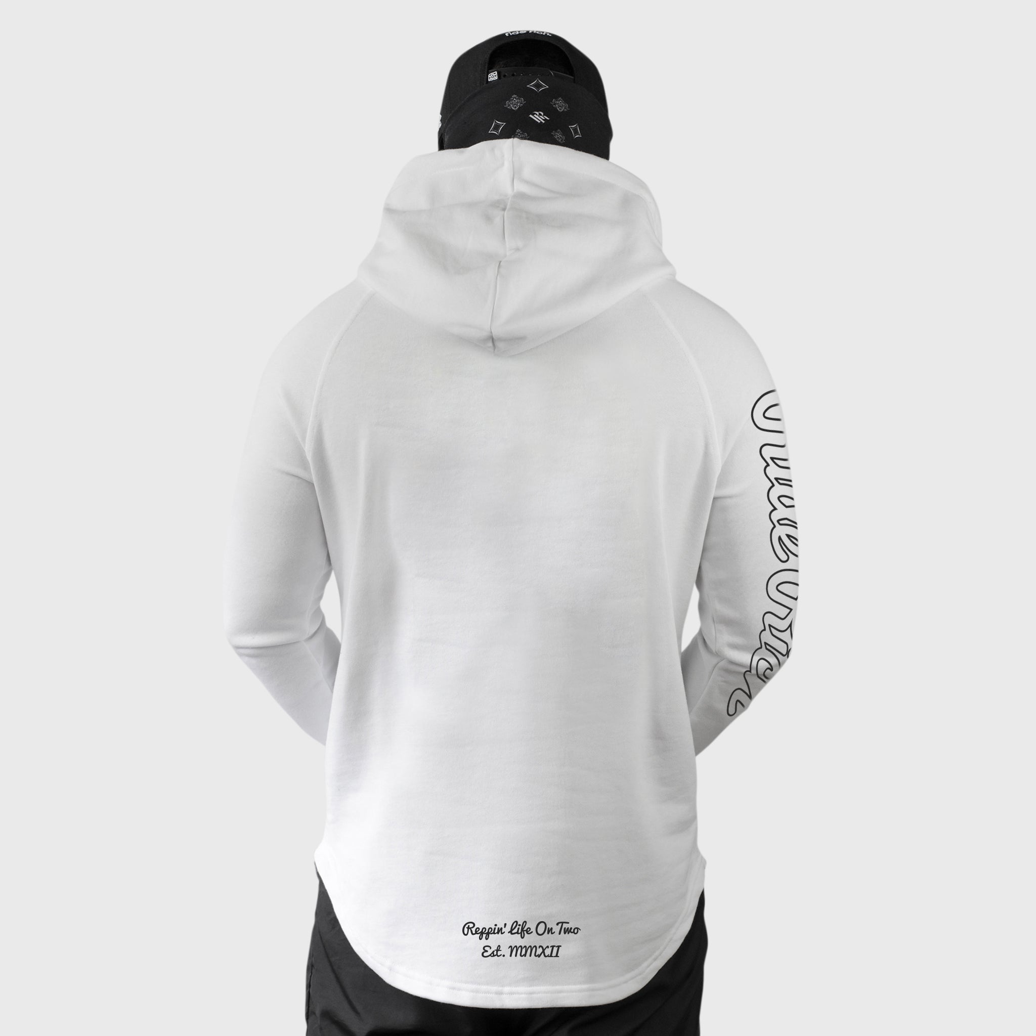 Rep Life On Two {Outline} Scoop Pullover Hoodie {White}
