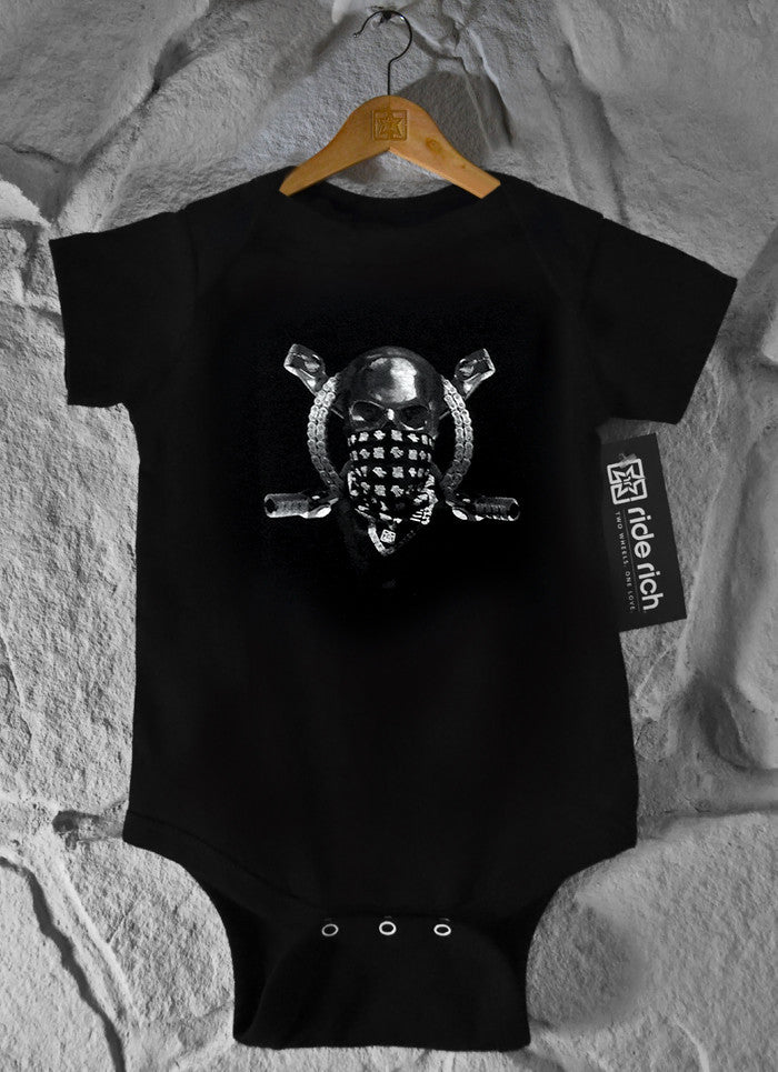 Chrome & Bones Bodysuit View 1 - Motorcycle Baby Clothing