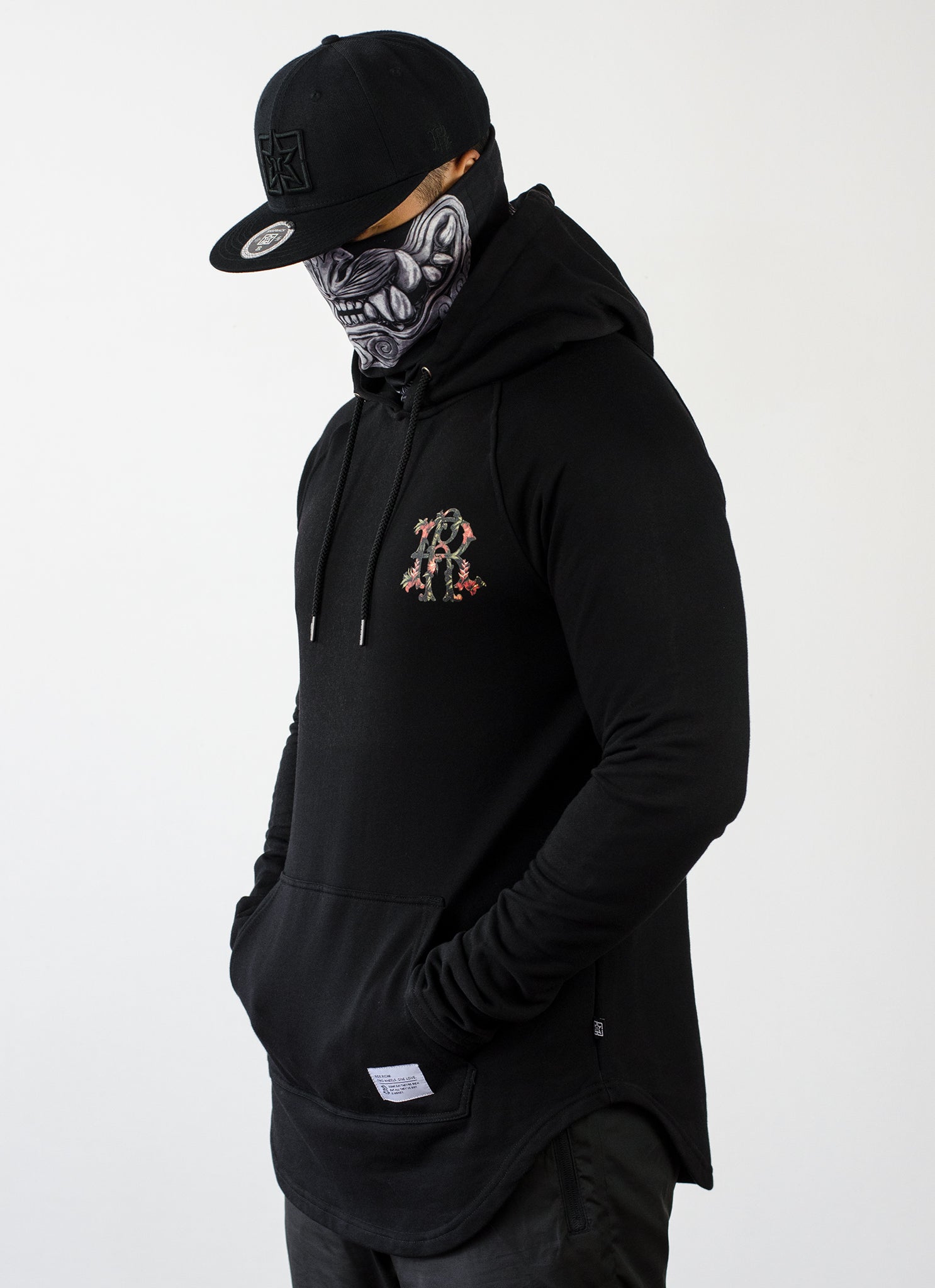 RR Filigree & Flowers Scoop Pullover Hoodie {Black}