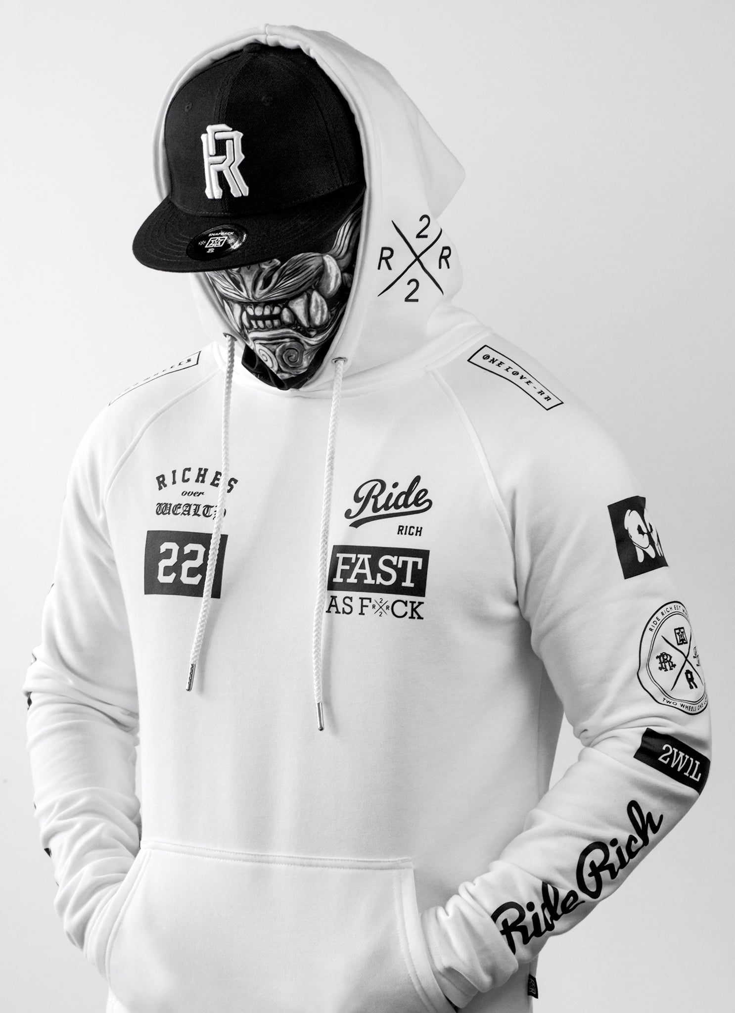 RR GP Scoop Pullover Hoodie {White}