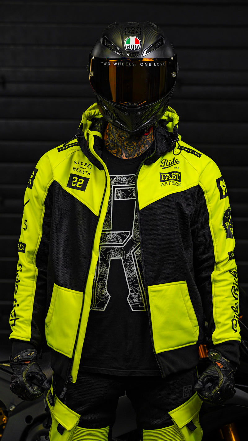 Regency™ V2.Flow™ Mesh Armoured Motorcycle Jacket {RR GP/Hyper Yellow}