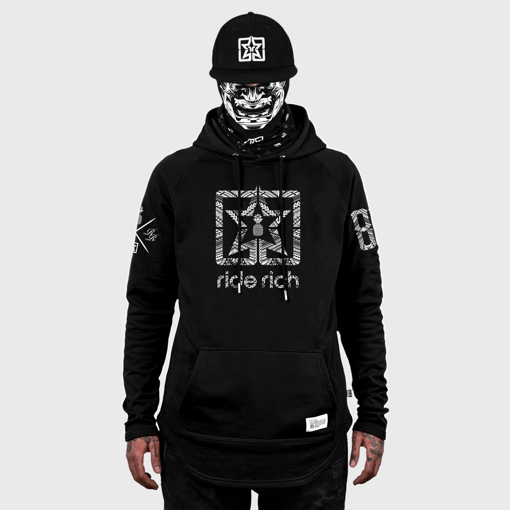 Home Grown 808 Edition Scoop Pullover Hoodie {White on Black}