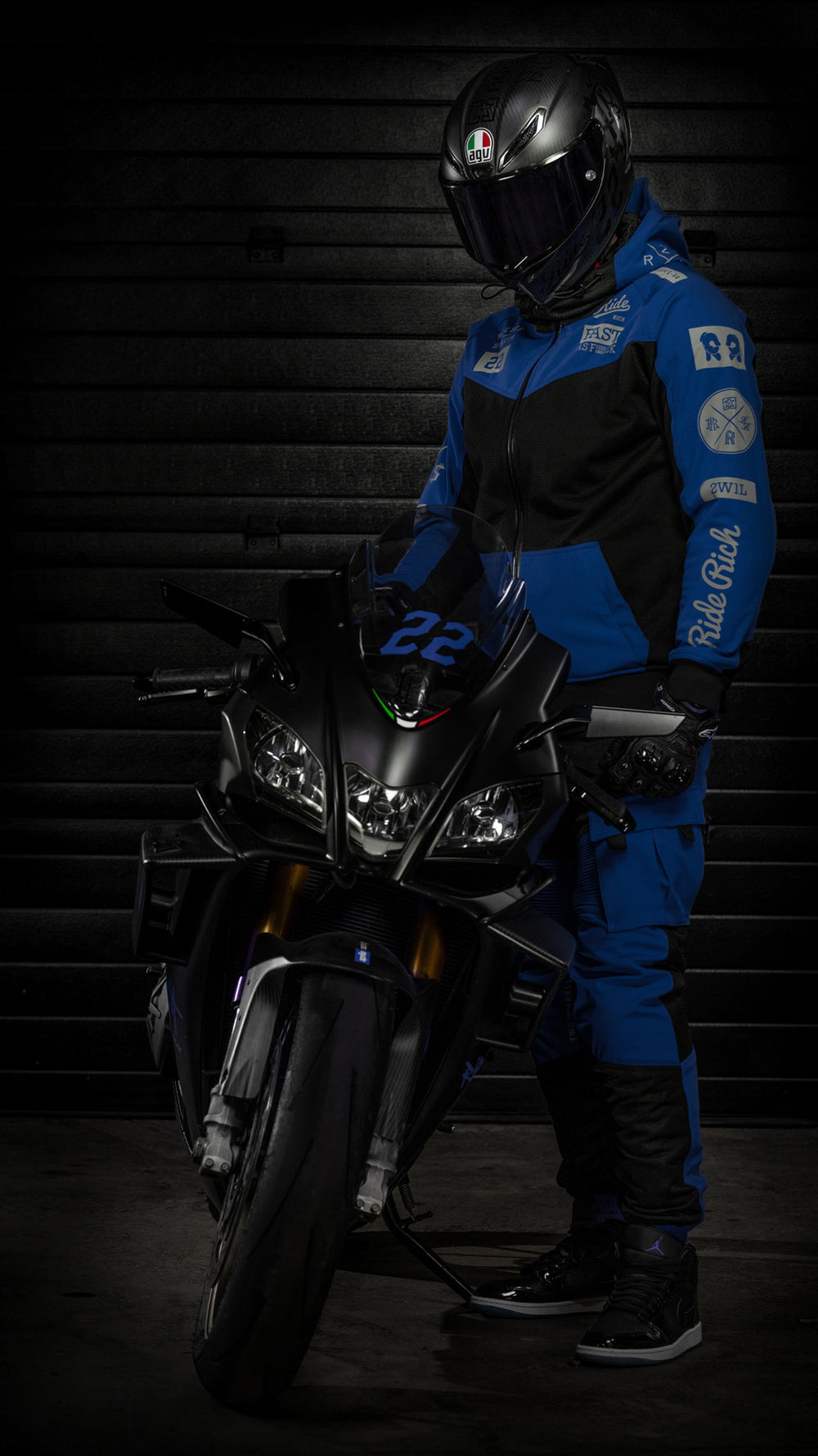 Regency™ V2.Flow™ Mesh Armoured Hooded Jacket {RR GP/Blue}