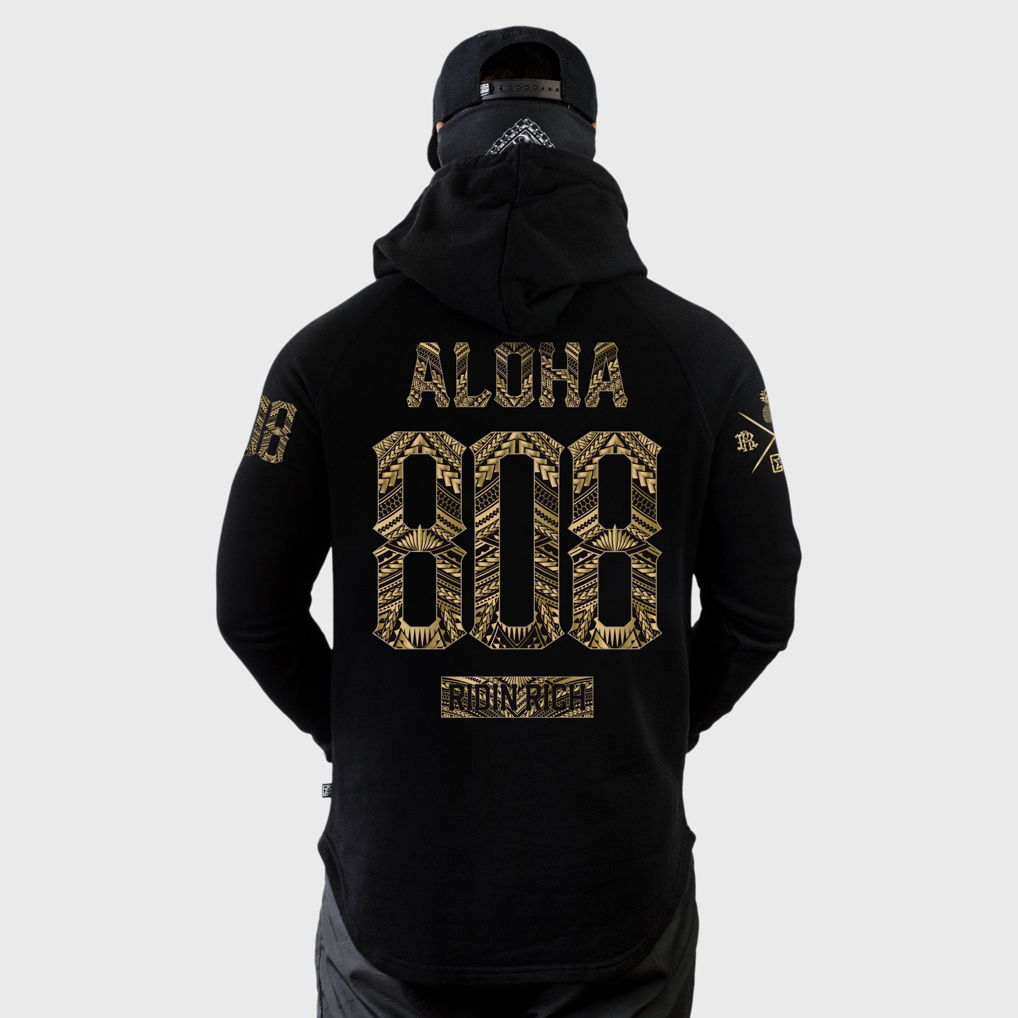 Home Grown 808 Edition Scoop Pullover Hoodie {Gold on Black}