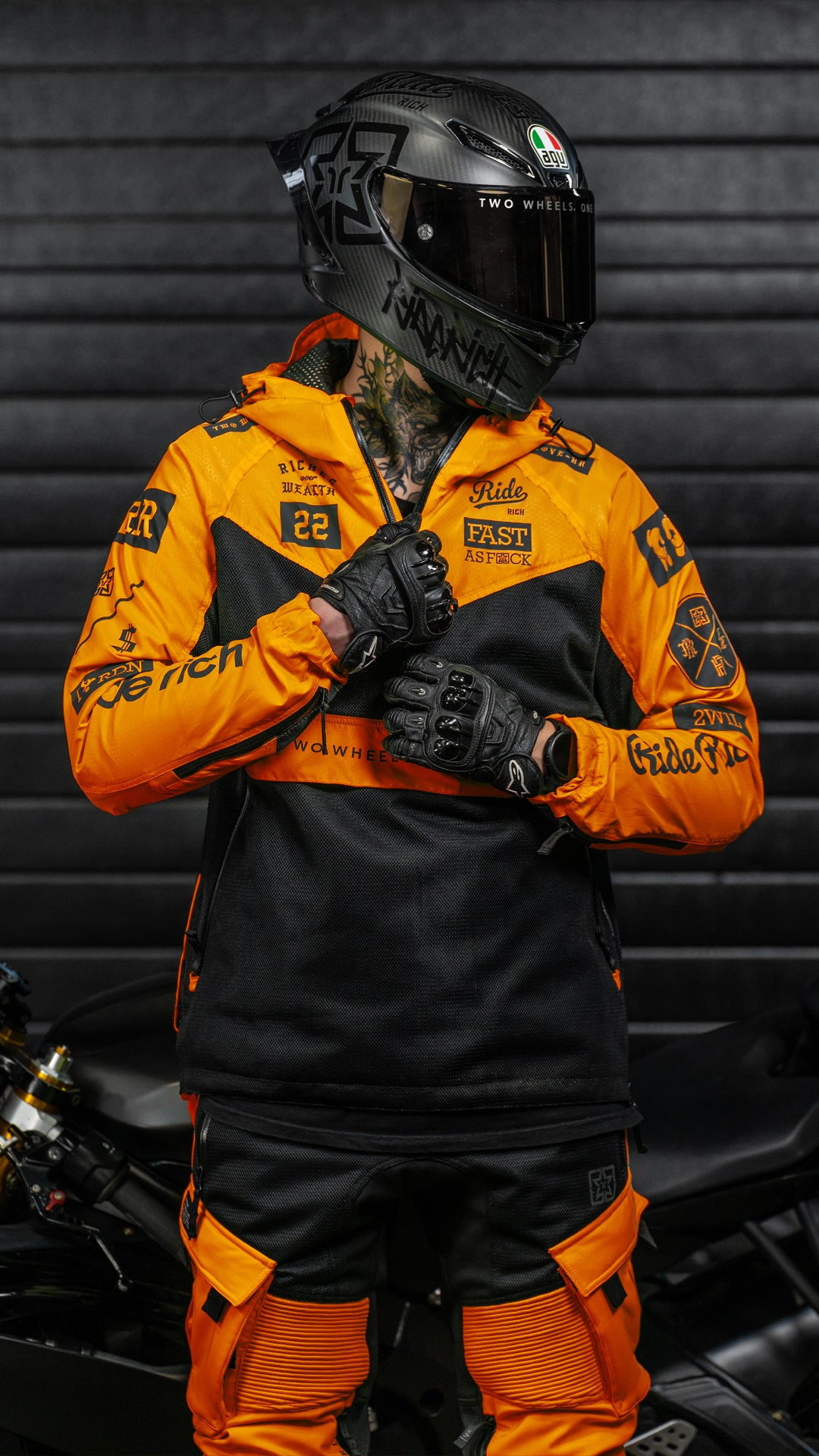 Concord™ V2.Flow™ Mesh Armoured Anorak Motorcycle Jacket {RR GP/Orange