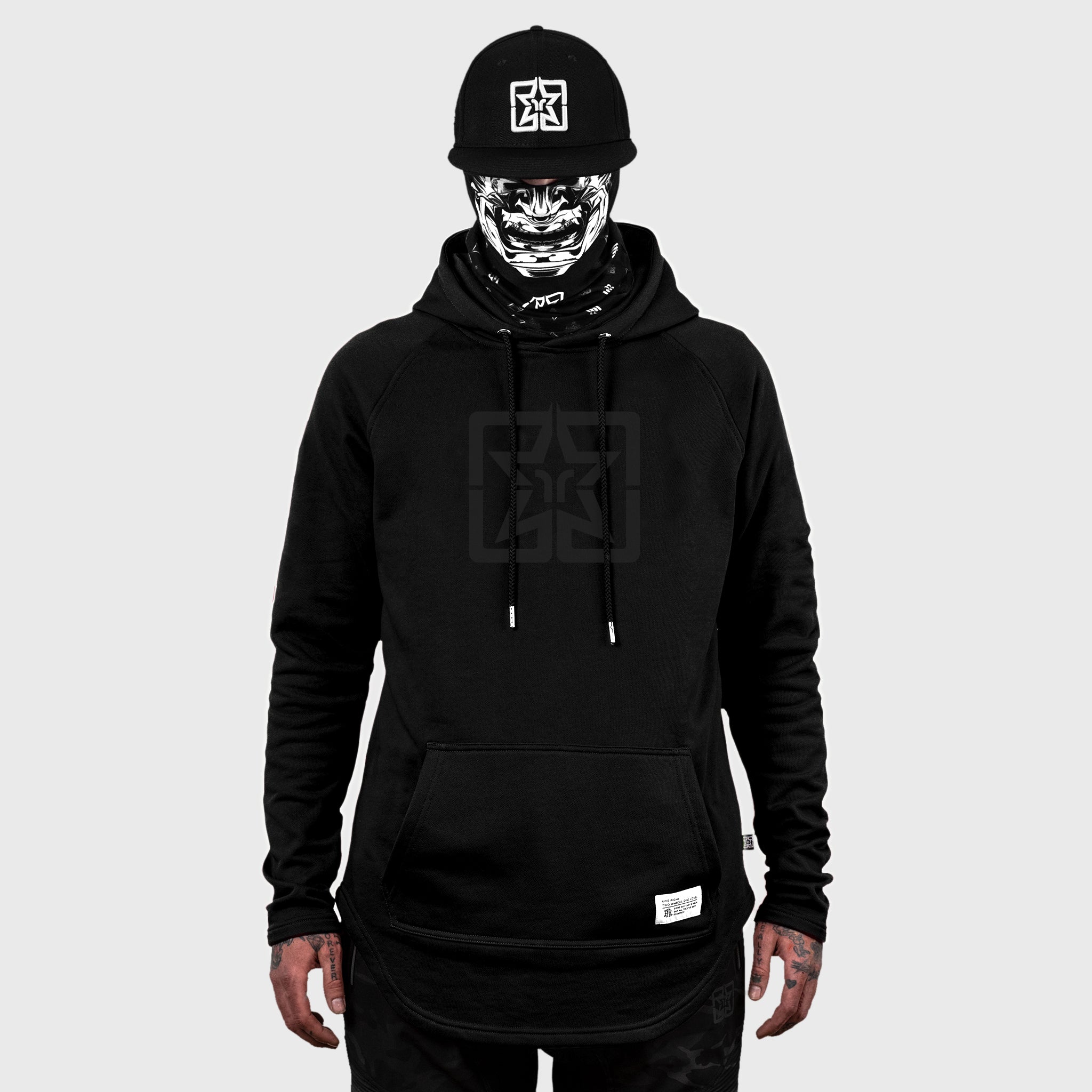 Ride Rich Emblem Scoop Pullover Hoodie {Black on Black}