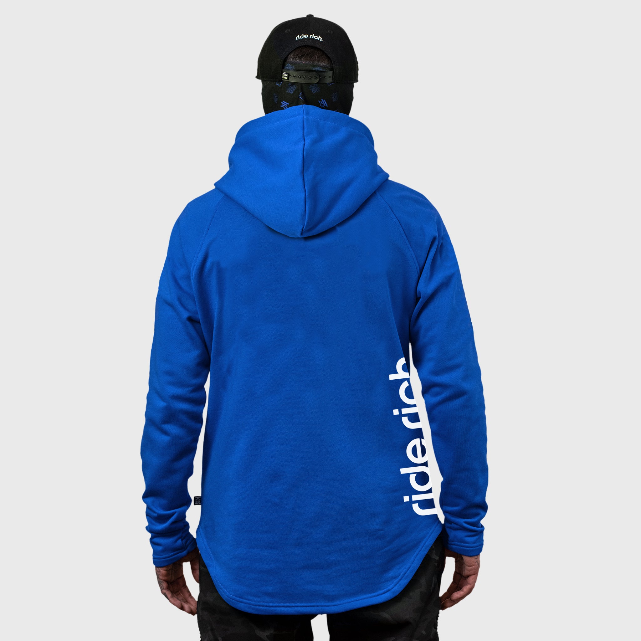 [Pre-Sale // Backorder] Ride Rich Emblem Scoop Pullover Hoodie {White on Blue}