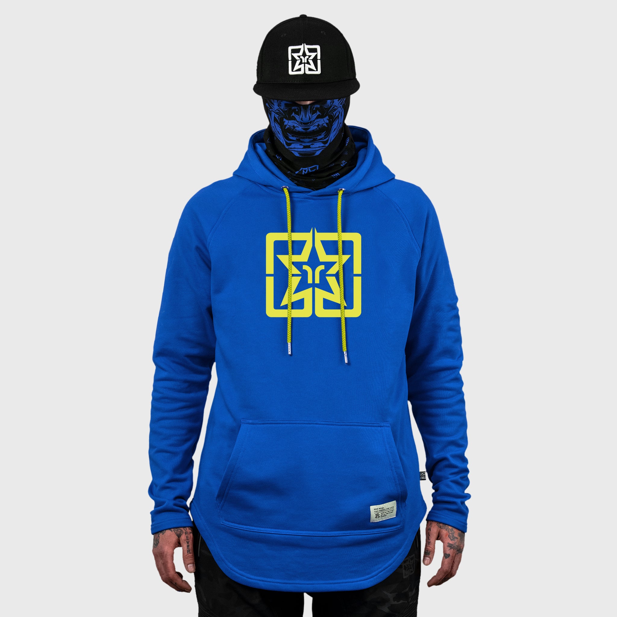 [Pre-Sale // Backorder] Ride Rich Emblem Scoop Pullover Hoodie {Yellow on Blue}