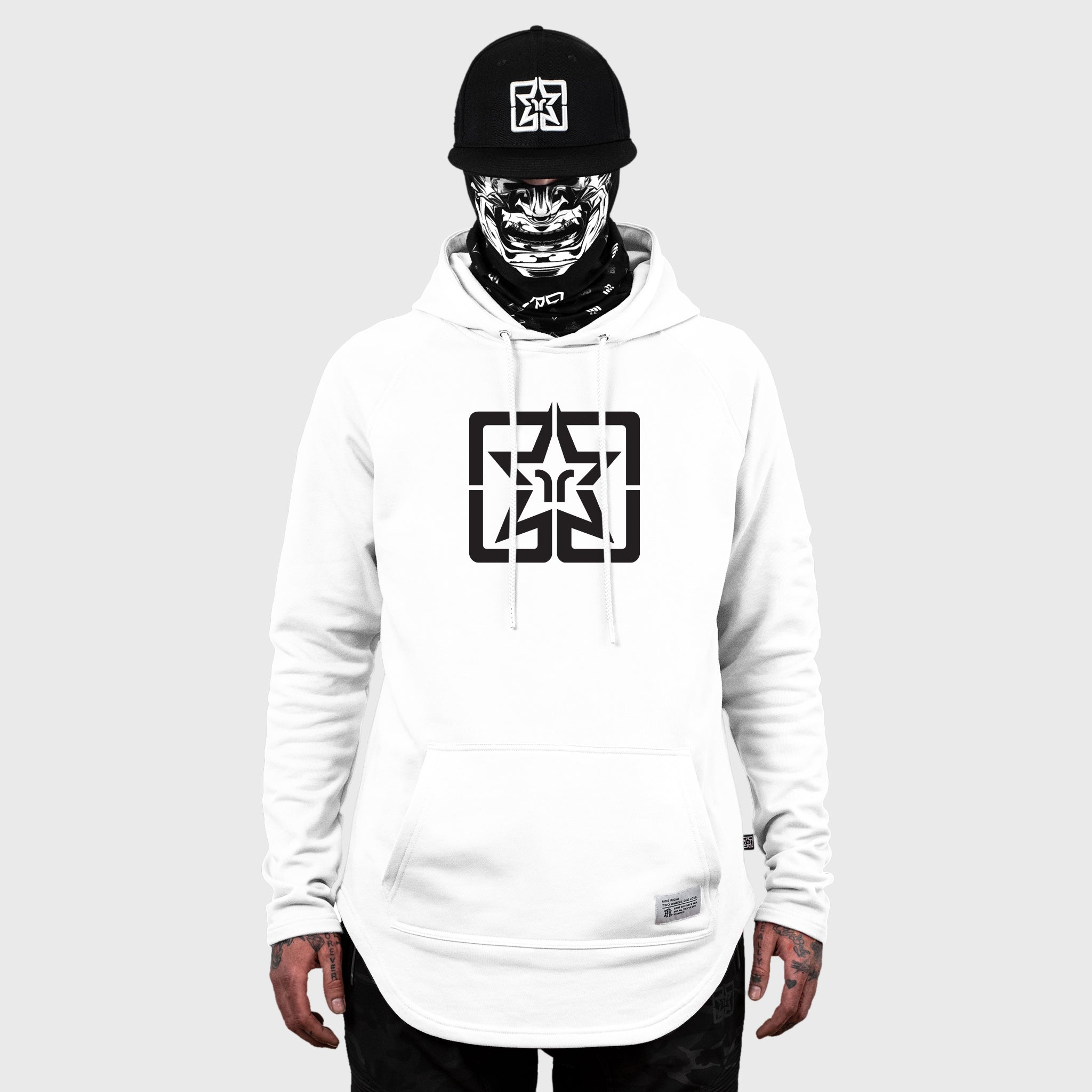 [Pre-Sale // Backorder] Ride Rich Emblem Scoop Pullover Hoodie {White}