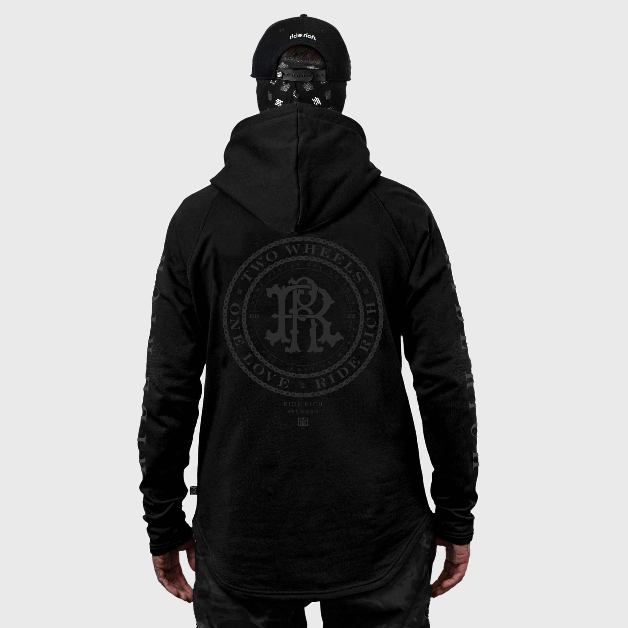 RR Filigree & Chains Scoop Pullover Hoodie {Black on Black}