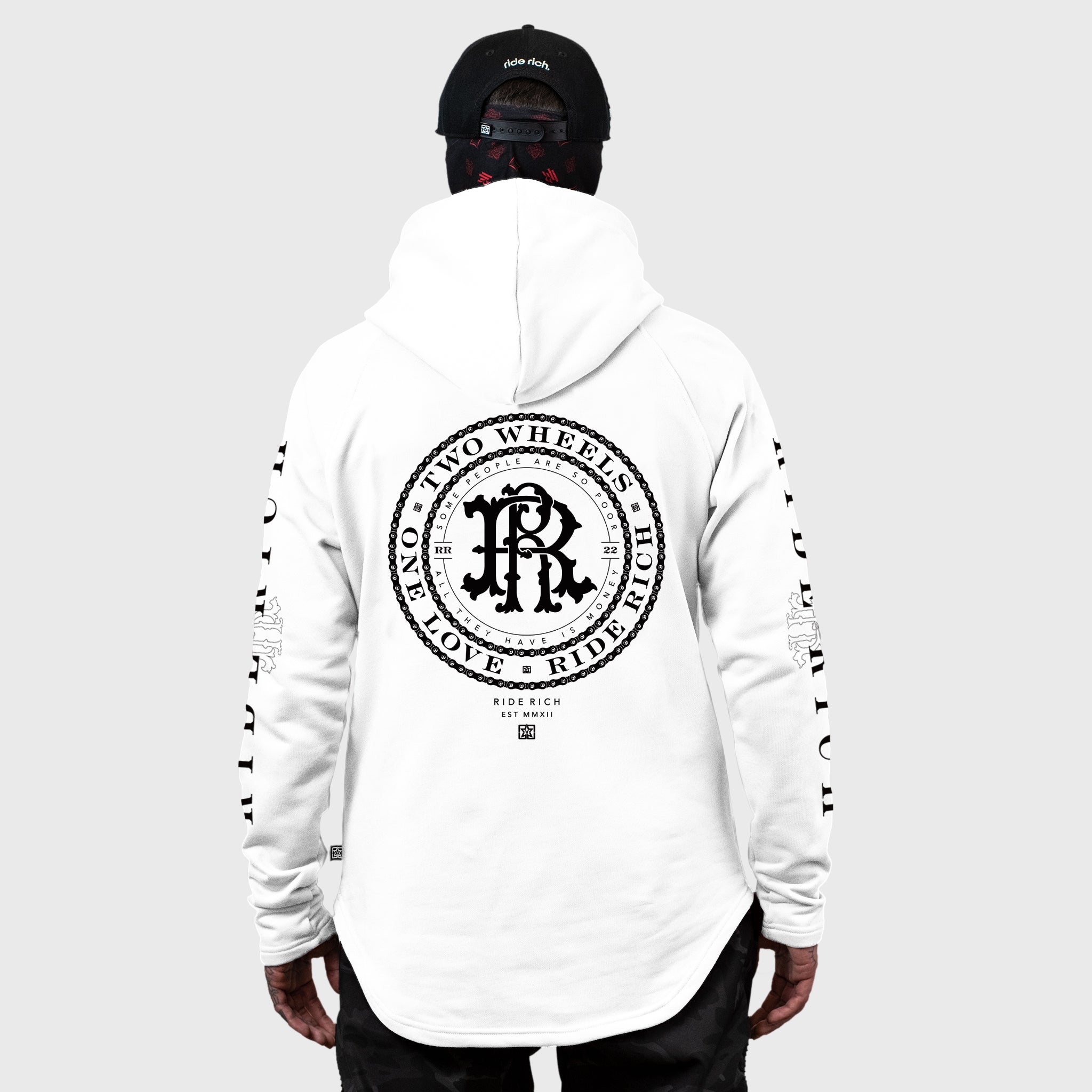 RR Filigree & Chains Scoop Pullover Hoodie {Black on White}