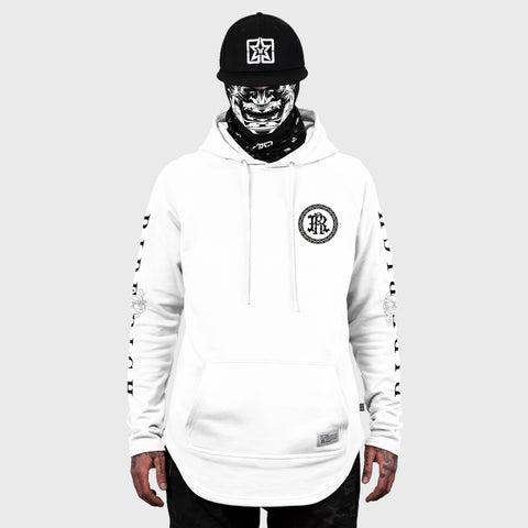 RR Filigree & Chains Scoop Pullover Hoodie {Black on White}