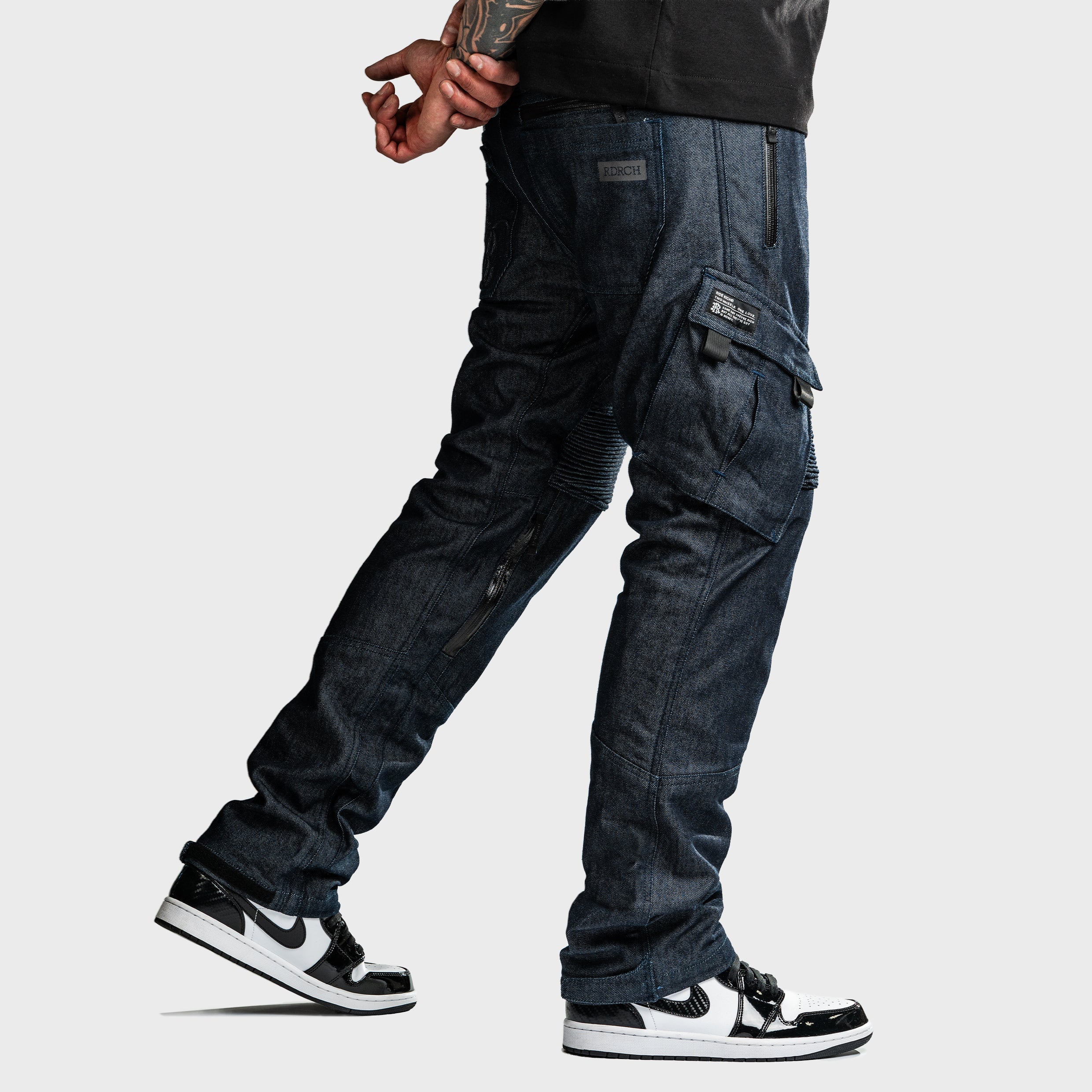Unit 16™ Armoured Denim Cargo Motorcycle Pants {Raw Indigo)
