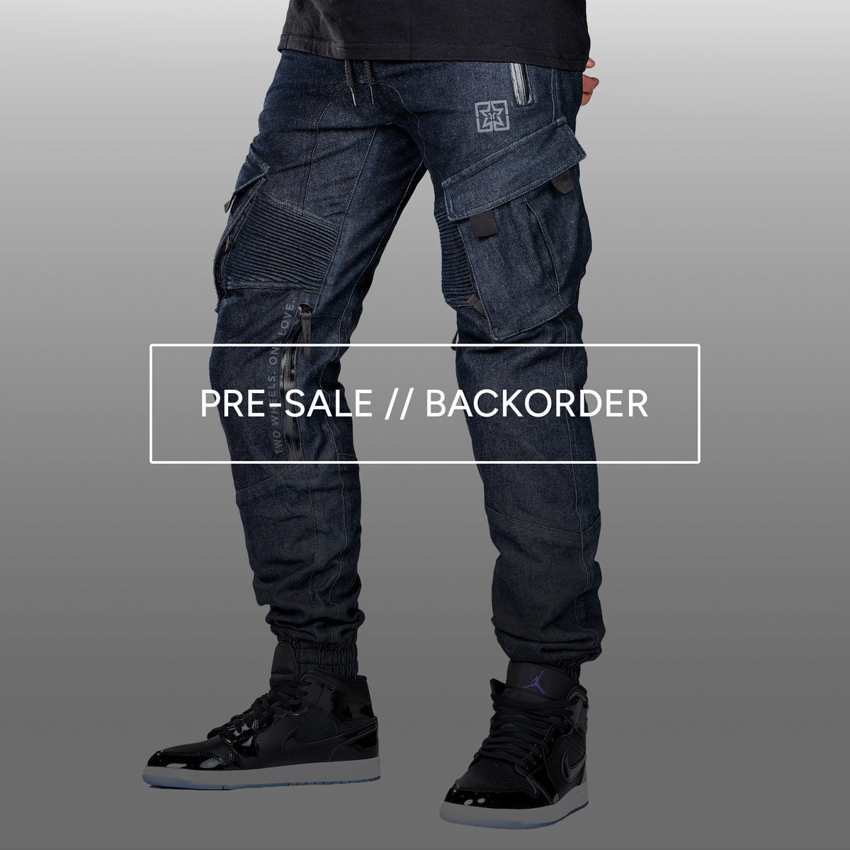 [Pre-Sale // Backorder] Unit 16™ Armoured Denim Cargo Motorcycle Joggers {Raw Indigo}
