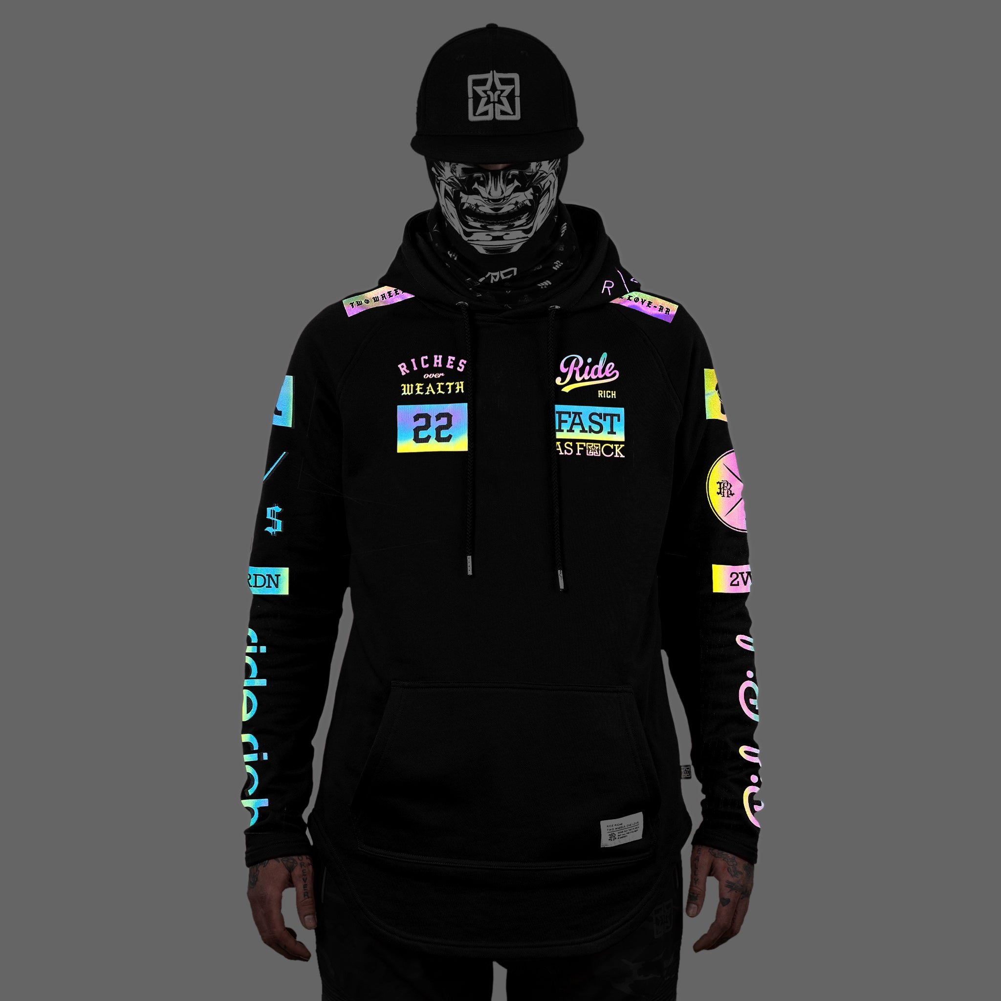 RR GP Scoop Pullover Hoodie (Rainbow Reflective}