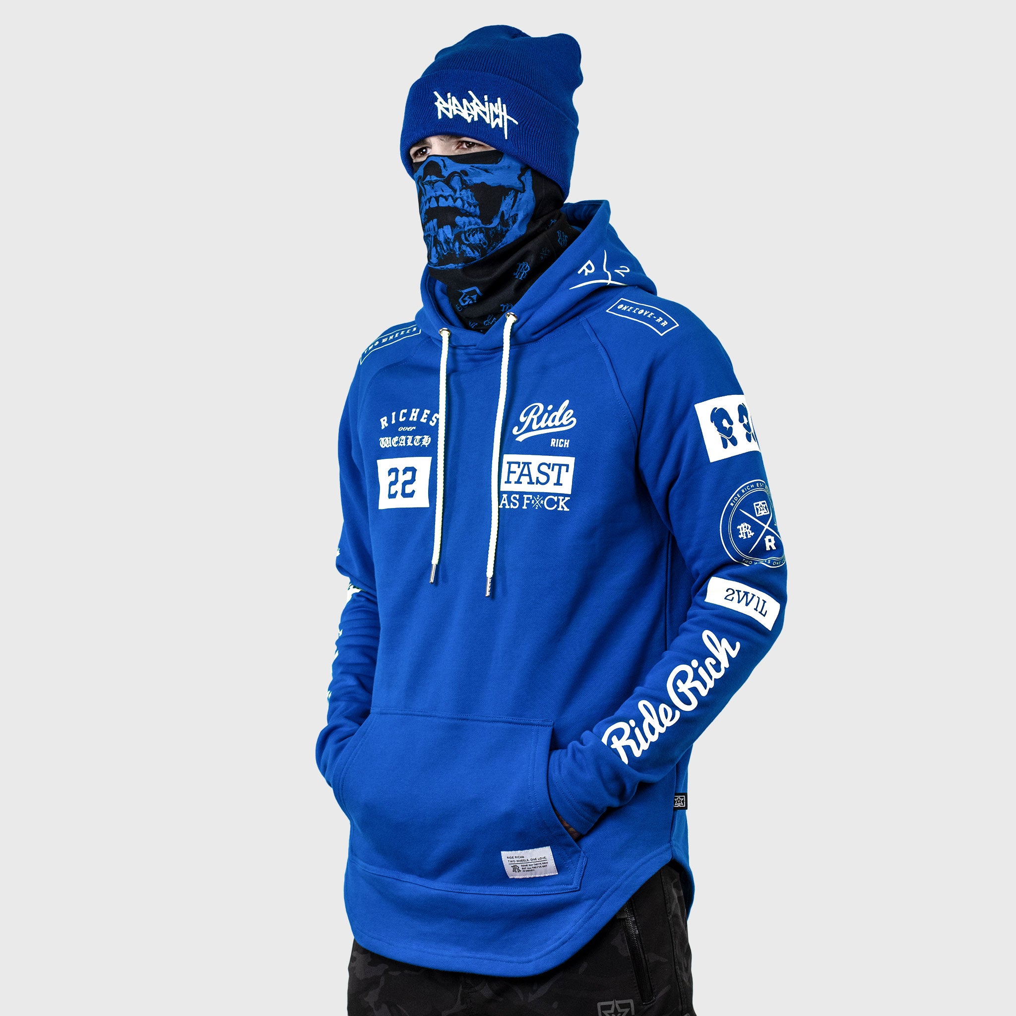 [Pre-Sale // Backorder] RR GP Scoop Pullover Hoodie {White on Blue}