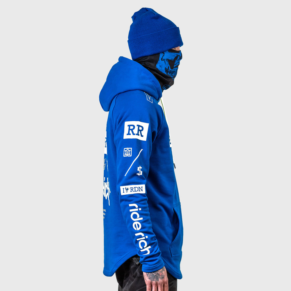 RR GP Scoop Pullover Hoodie {White on Blue}