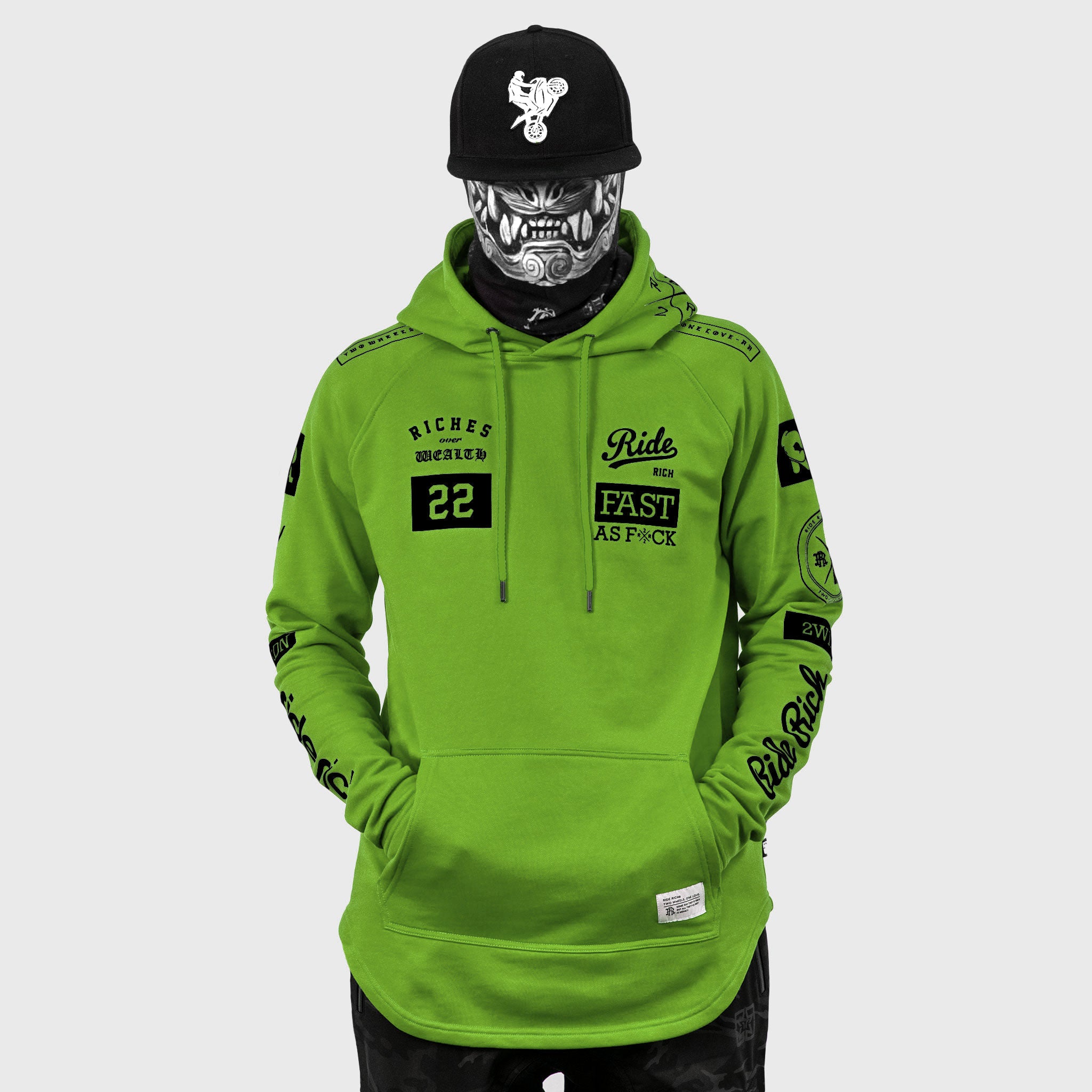 RR GP Scoop Pullover Hoodie {Black on Lime Green}