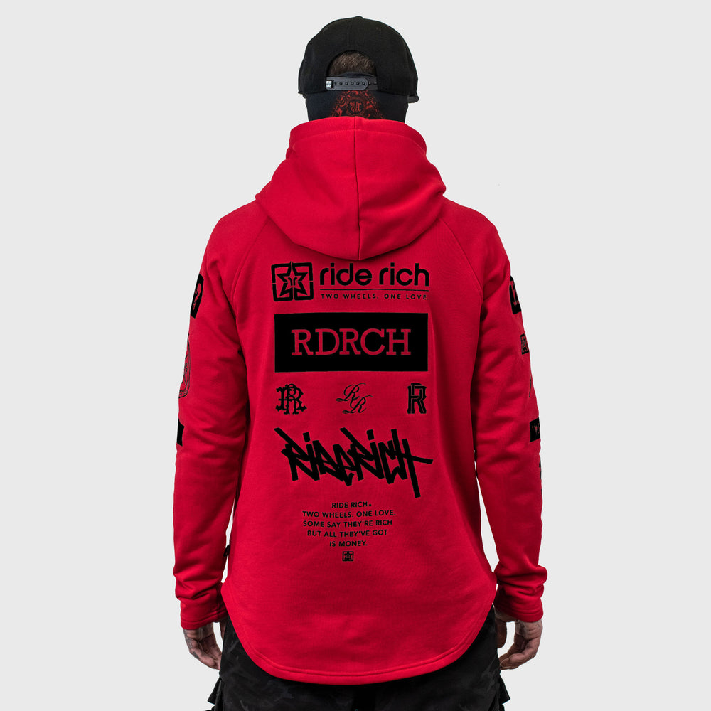 RR GP Scoop Pullover Hoodie {Black on Red}