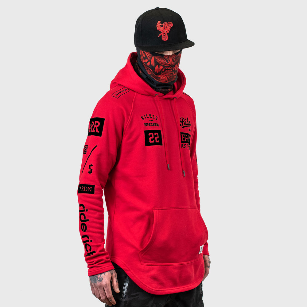 RR GP Scoop Pullover Hoodie {Black on Red}