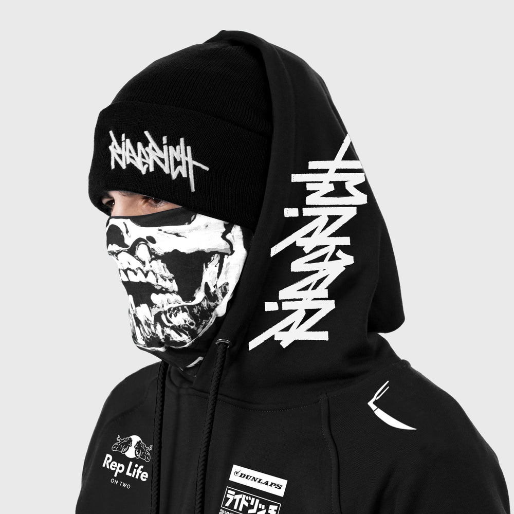 RR Racing Scoop Pullover Hoodie {White on Black}