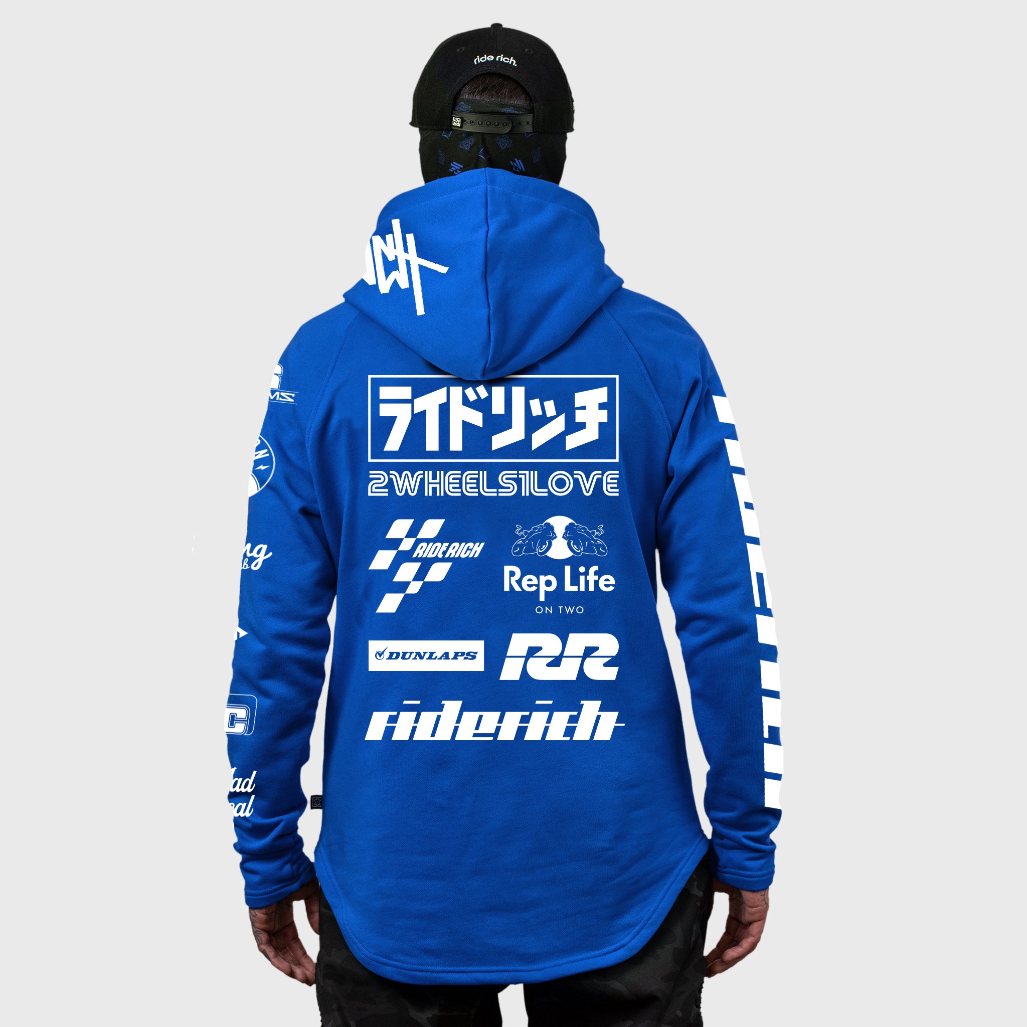 RR Racing Scoop Pullover Hoodie {White on Blue}