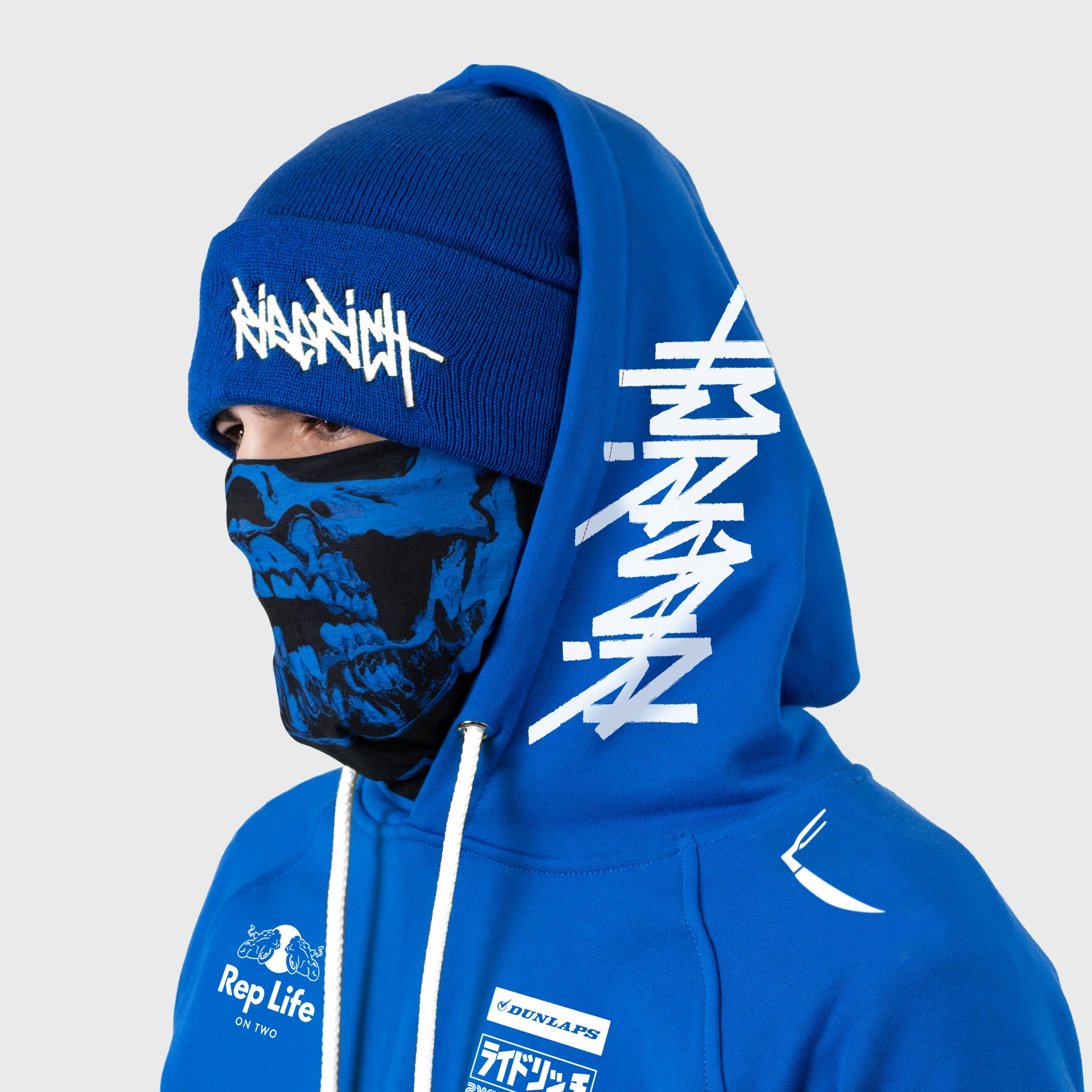 [Pre-Sale // Backorder] RR Racing Scoop Pullover Hoodie {White on Blue}