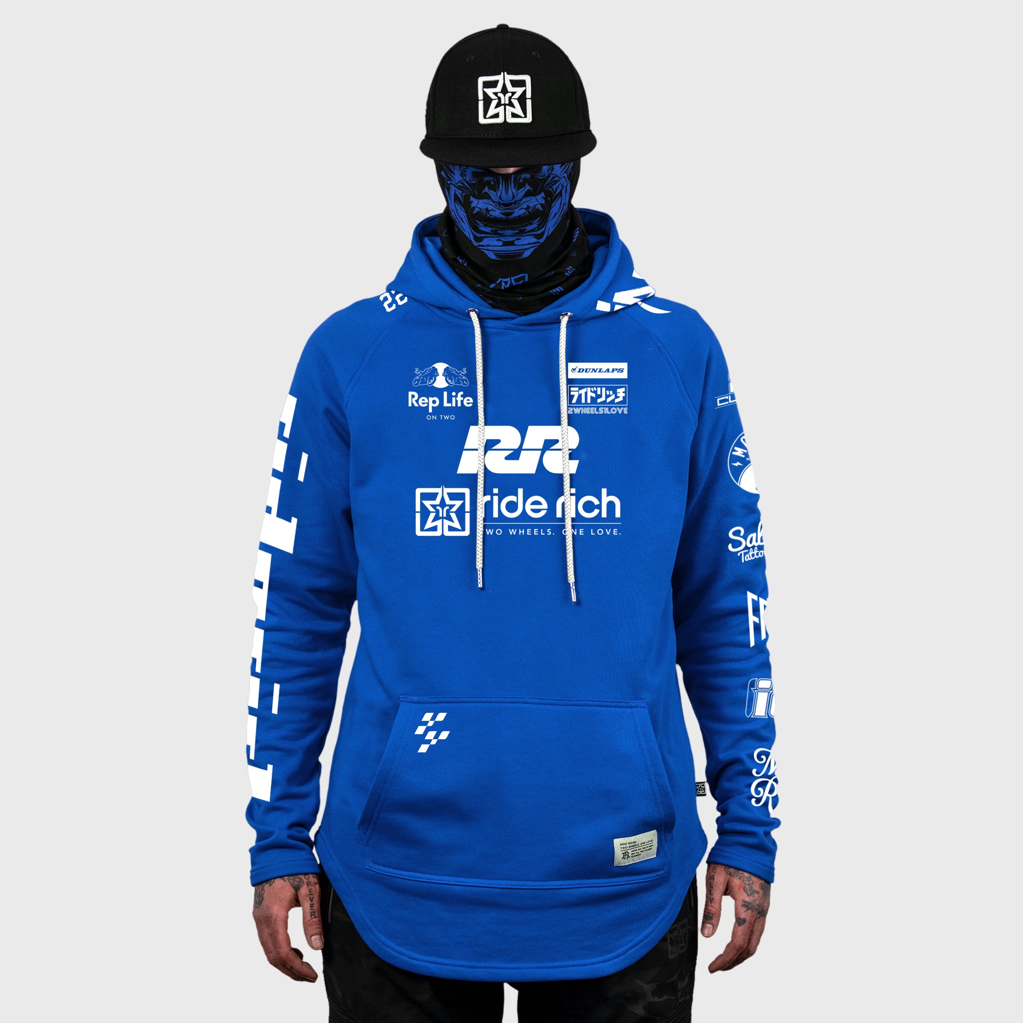 [Pre-Sale // Backorder] RR Racing Scoop Pullover Hoodie {White on Blue}