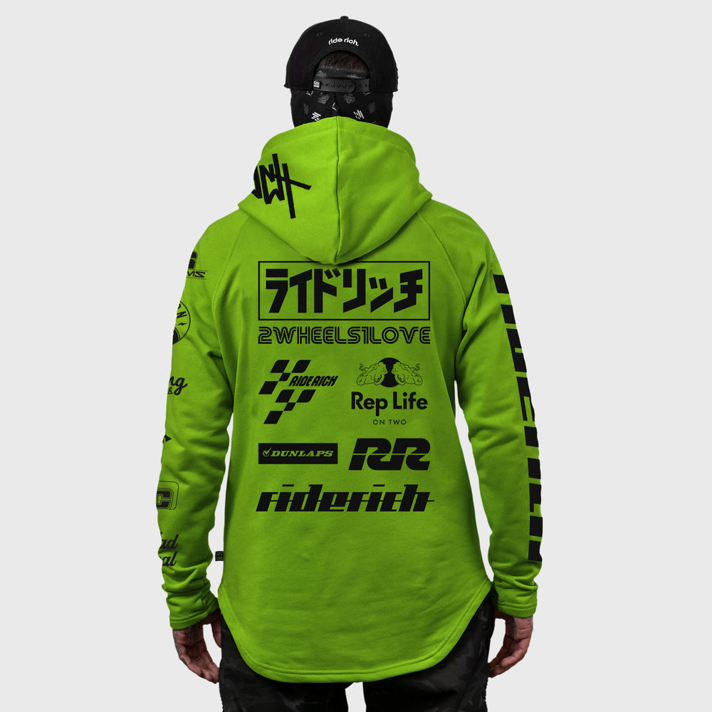 RR Racing Scoop Pullover Hoodie {Black on Lime Green 2.0}