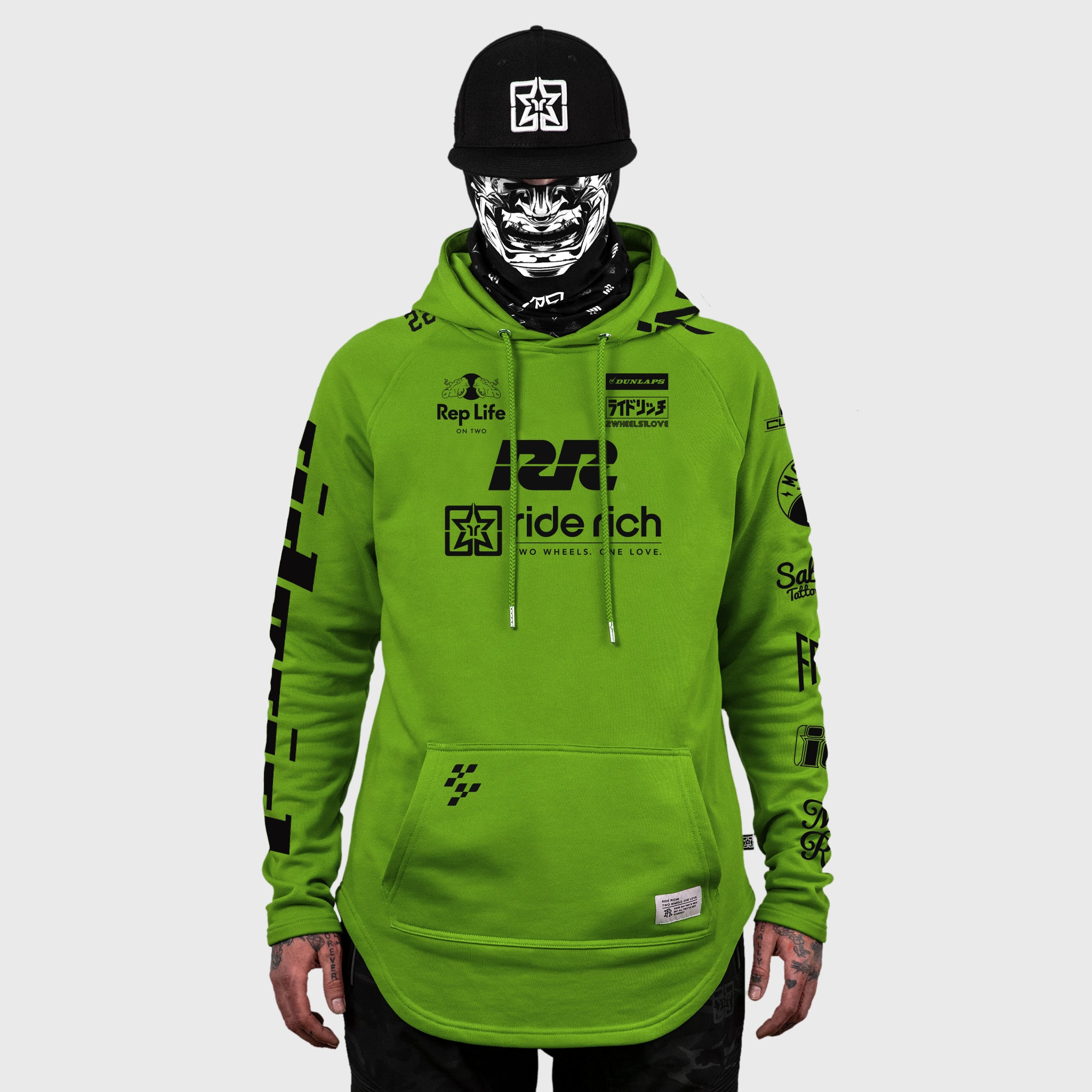 RR Racing Scoop Pullover Hoodie {Black on Lime Green 2.0}