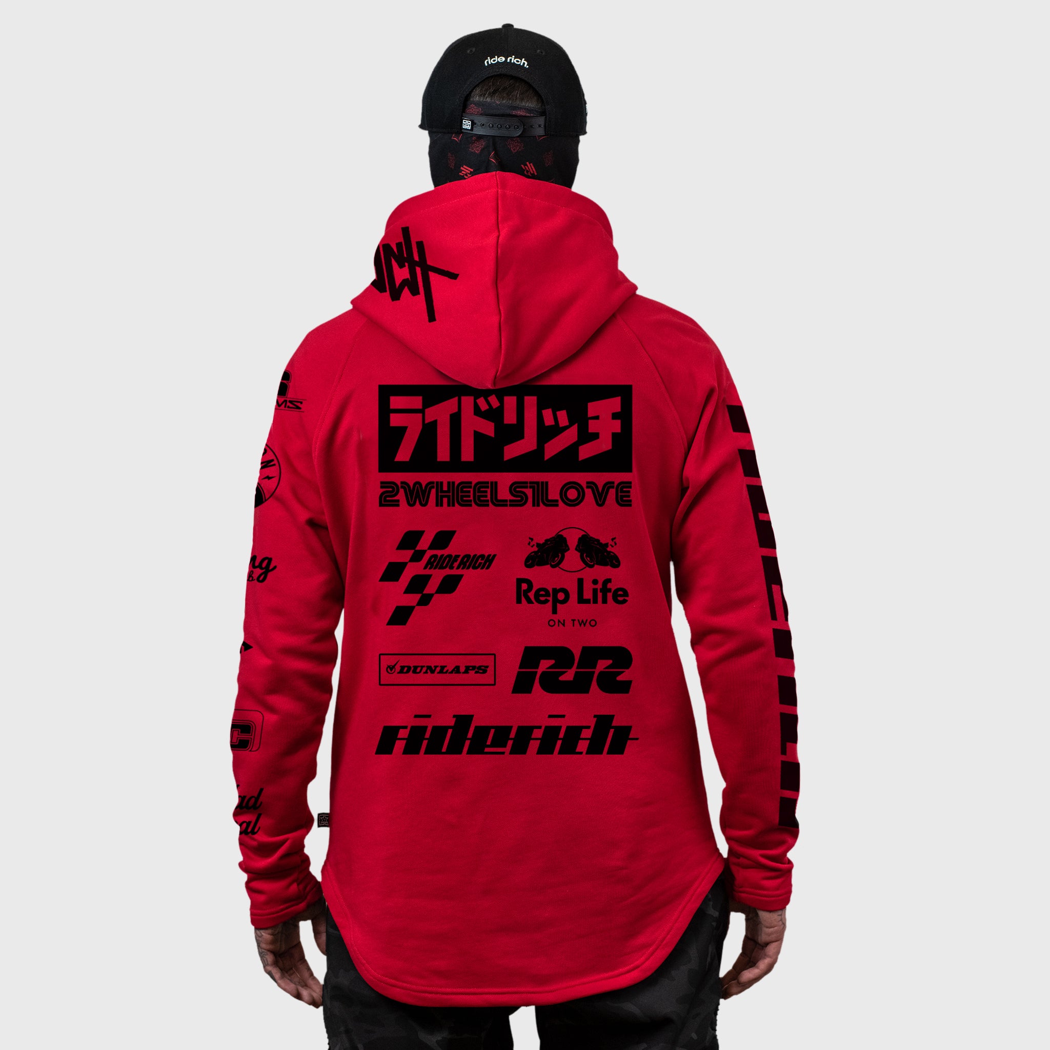 [Pre-Sale // Backorder] RR Racing Scoop Pullover Hoodie {Black on Red}