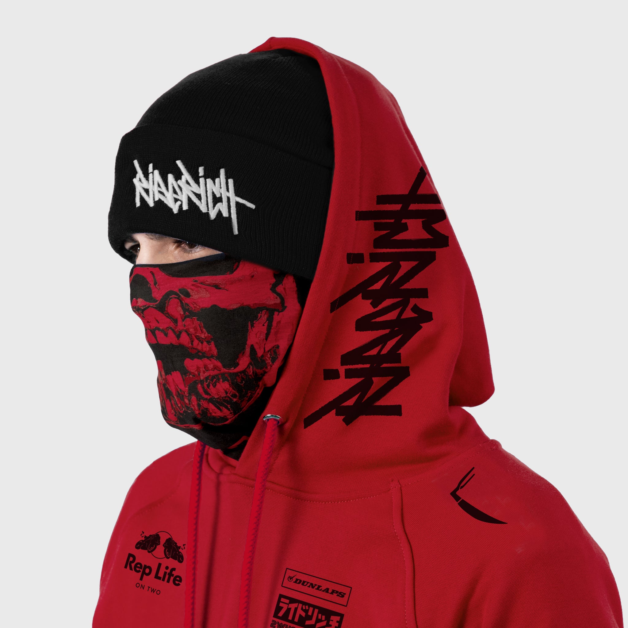 [Pre-Sale // Backorder] RR Racing Scoop Pullover Hoodie {Black on Red}