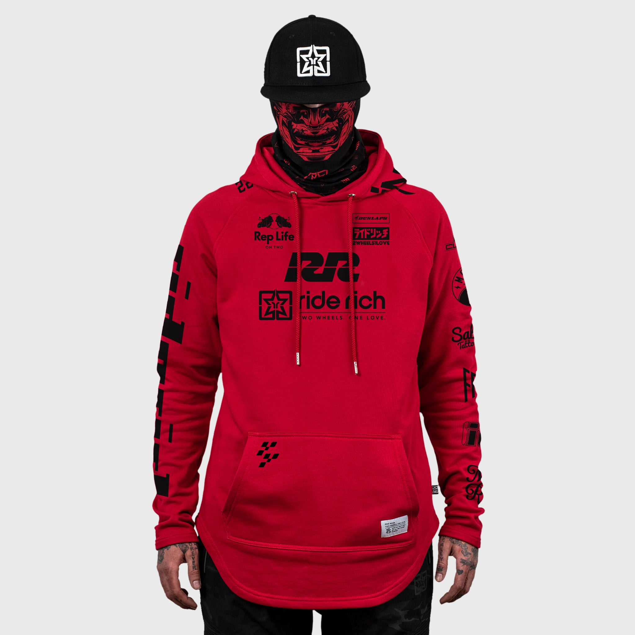 [Pre-Sale // Backorder] RR Racing Scoop Pullover Hoodie {Black on Red}