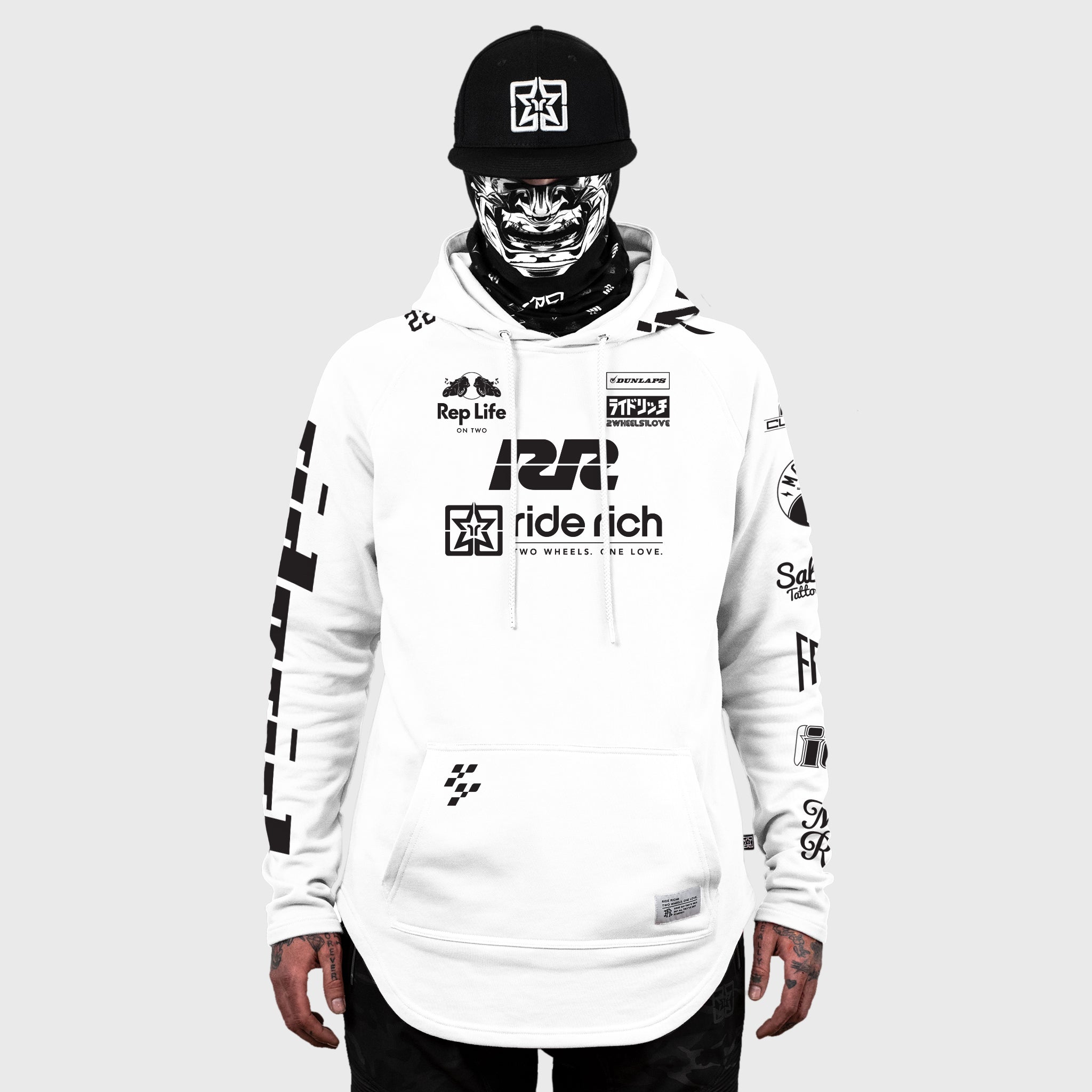 RR Racing Scoop Pullover Hoodie {Black on White}